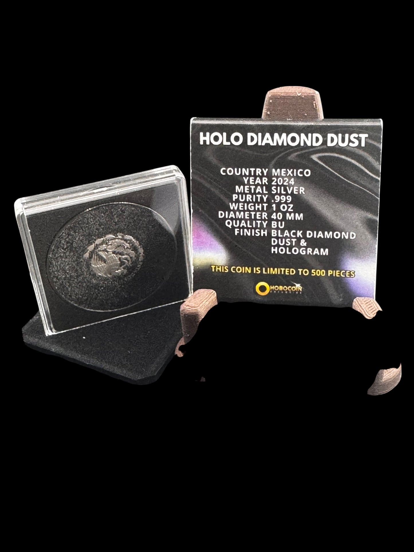 2024 1 Oz .999 Mexico Libertad Diamond Dust Hologram Black Edition Colorized .999 Silver Coin