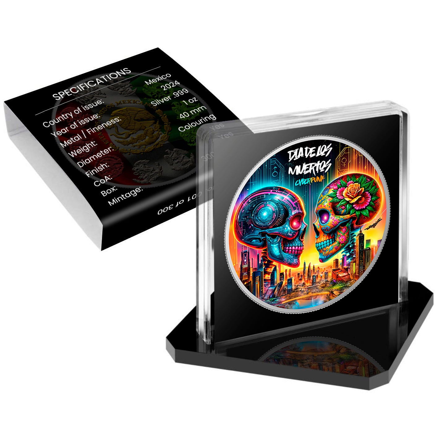 2024 Mexico Libertad Dia De Los Muertos Cyberpunk Edition 1oz .999 Silver Coin