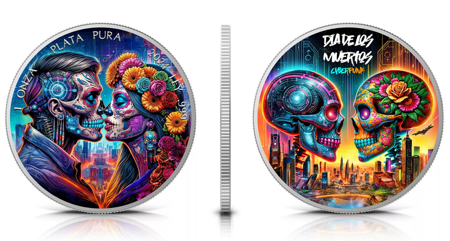 2024 Mexico Libertad Dia De Los Muertos Cyberpunk Edition 1oz .999 Silver Coin