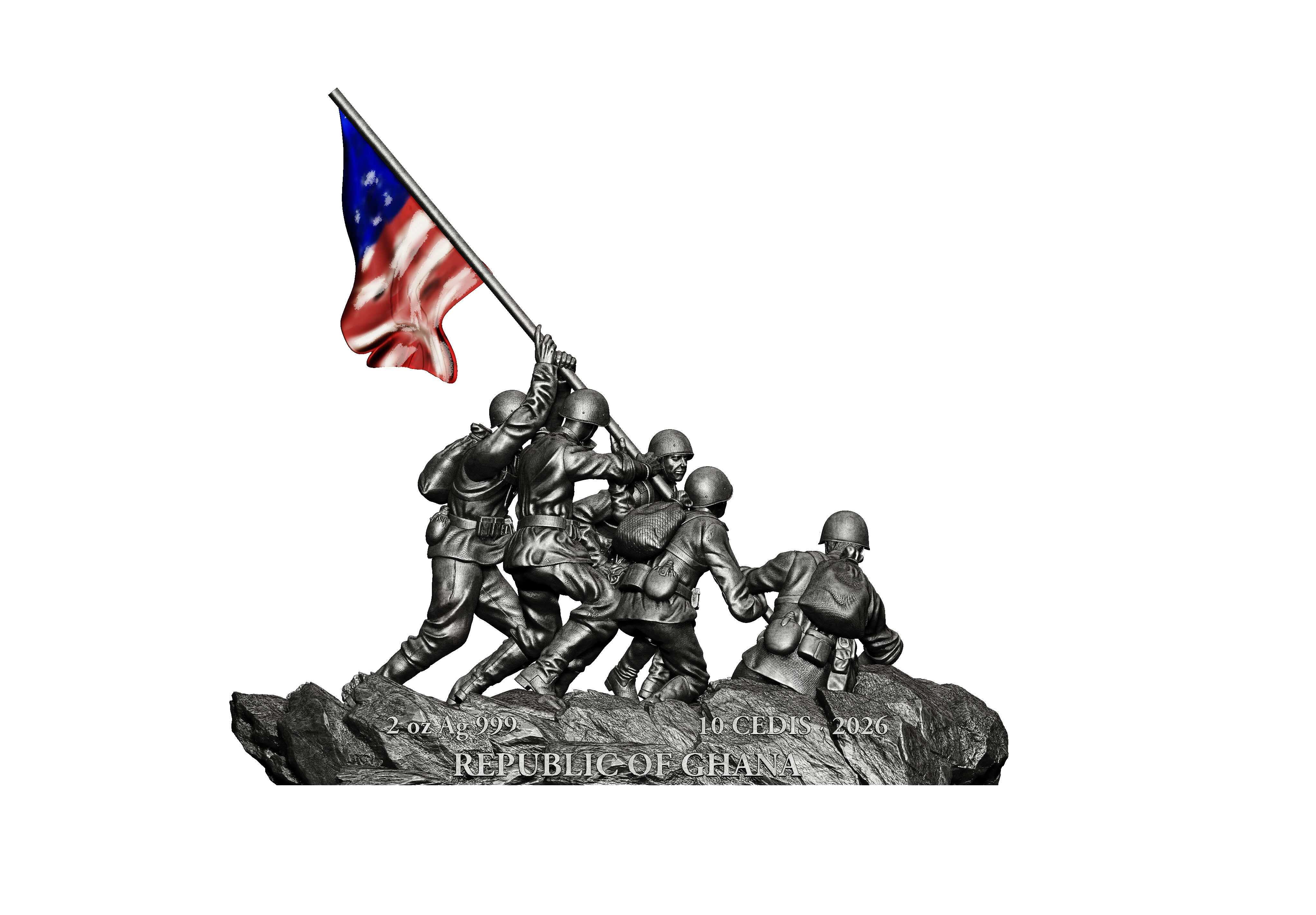 2026 Ghana Marine Corps War Memorial 2 oz .999 Silver Coin