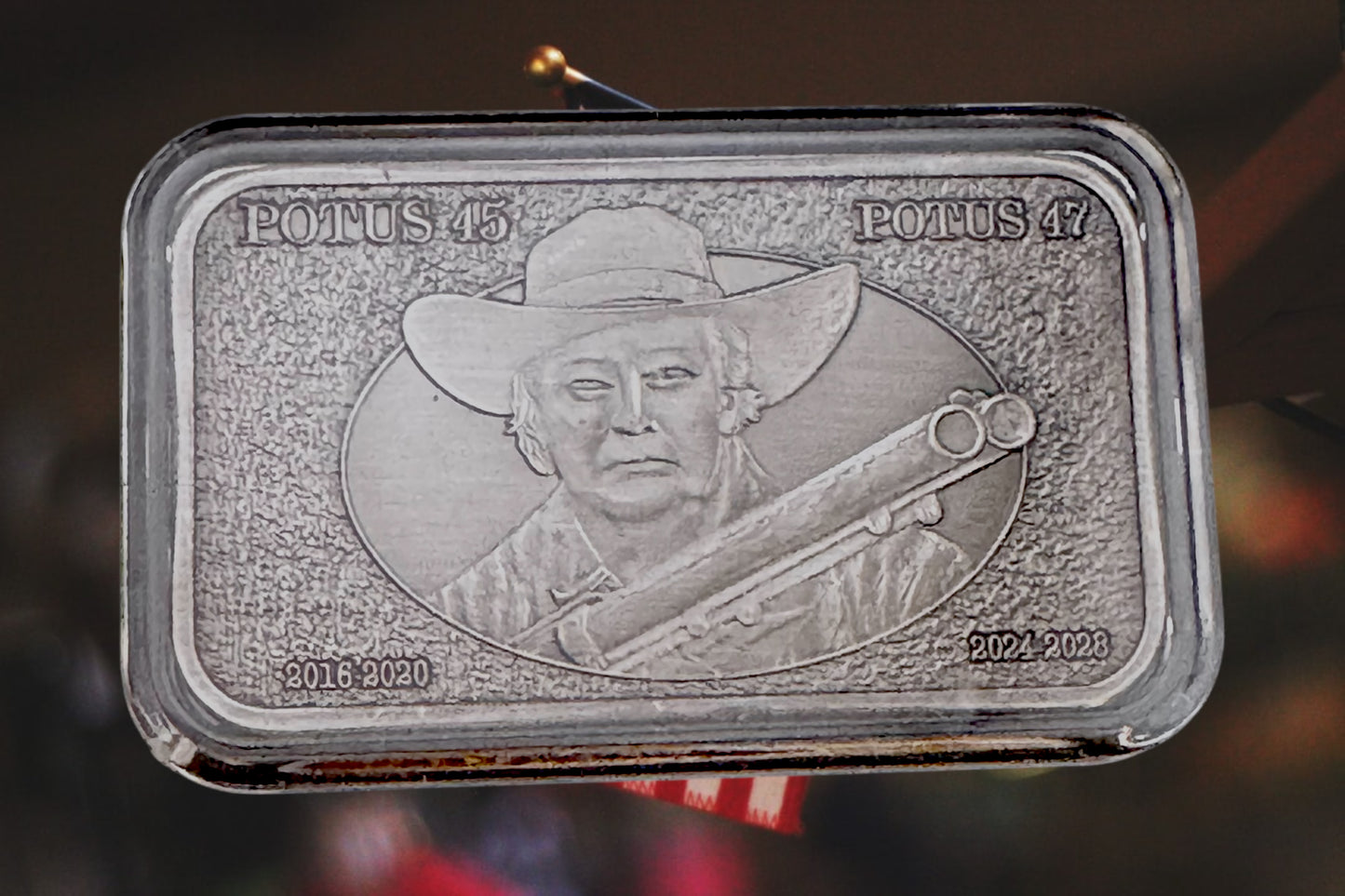 2025 .999 Copper 1oz Antique Silver Plated Trump DOGE Posse Art Bar