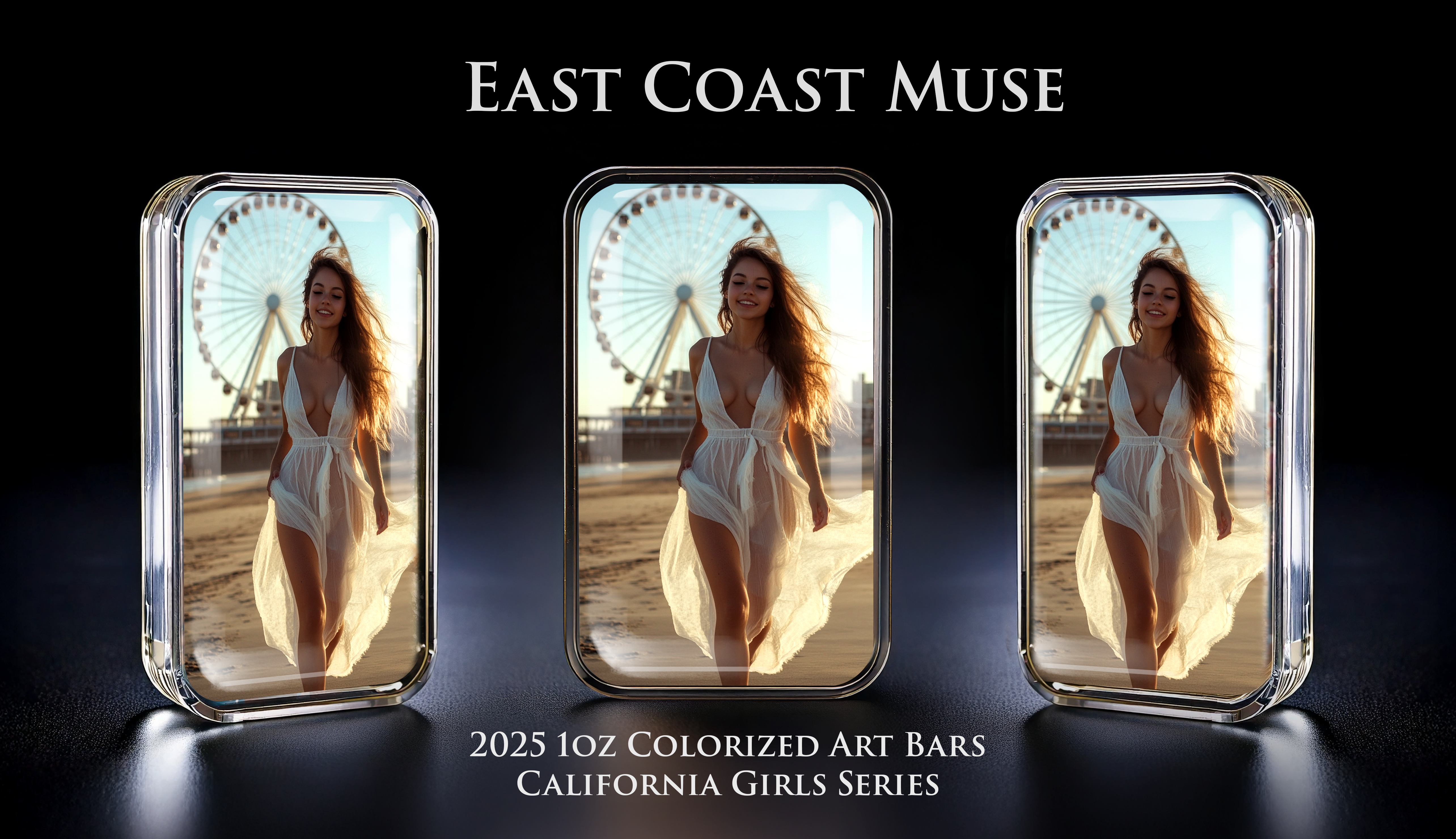 Cali Girls Song Bar Series "East Coast Muse" 1oz .999 Fine Silver Color Art Bar