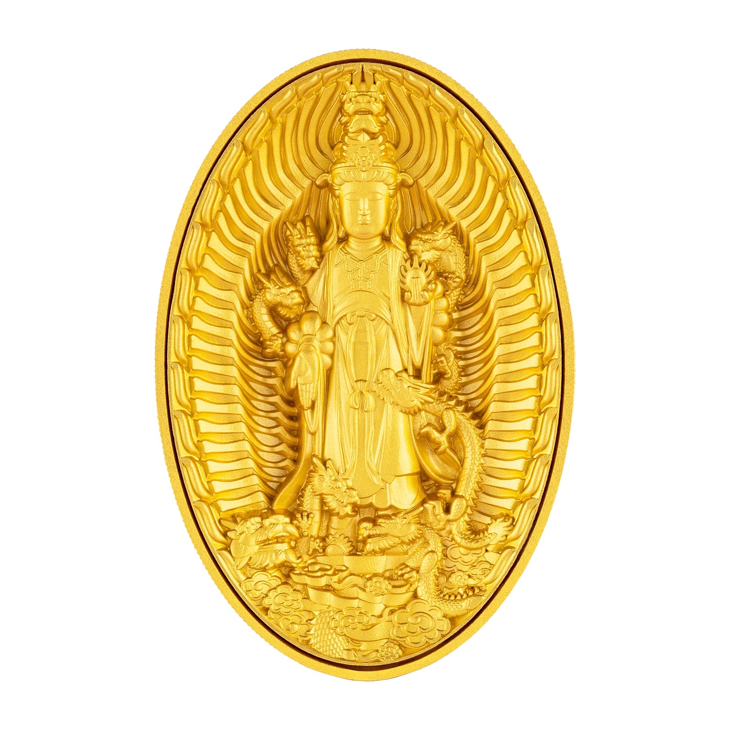 2023 Tchad Eight Dragon Buddha 1 oz Silver Coin (Gold Gilded)