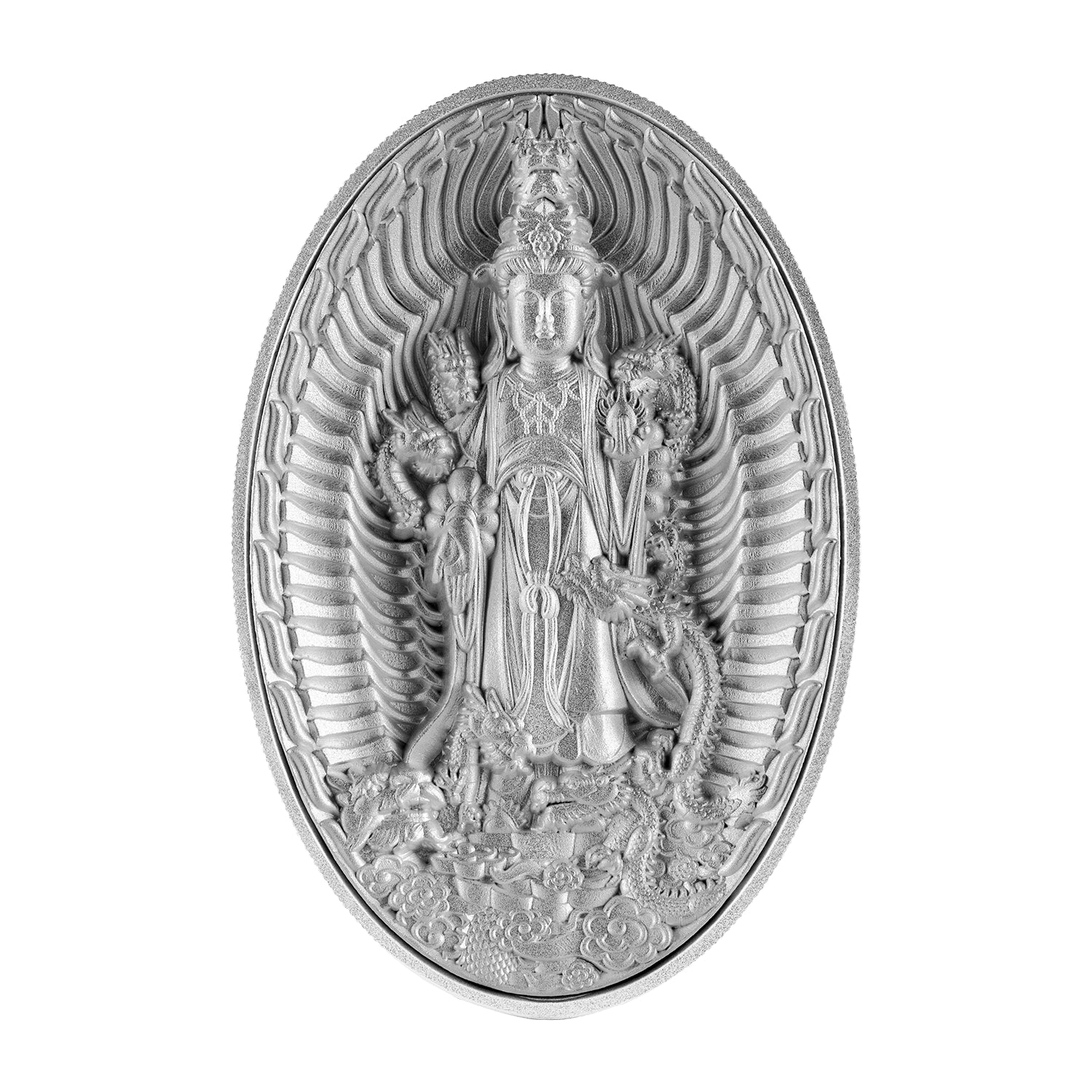 2023 Tchad Eight Dragon Buddha 1 oz Silver Coin (Antiqued Finish)