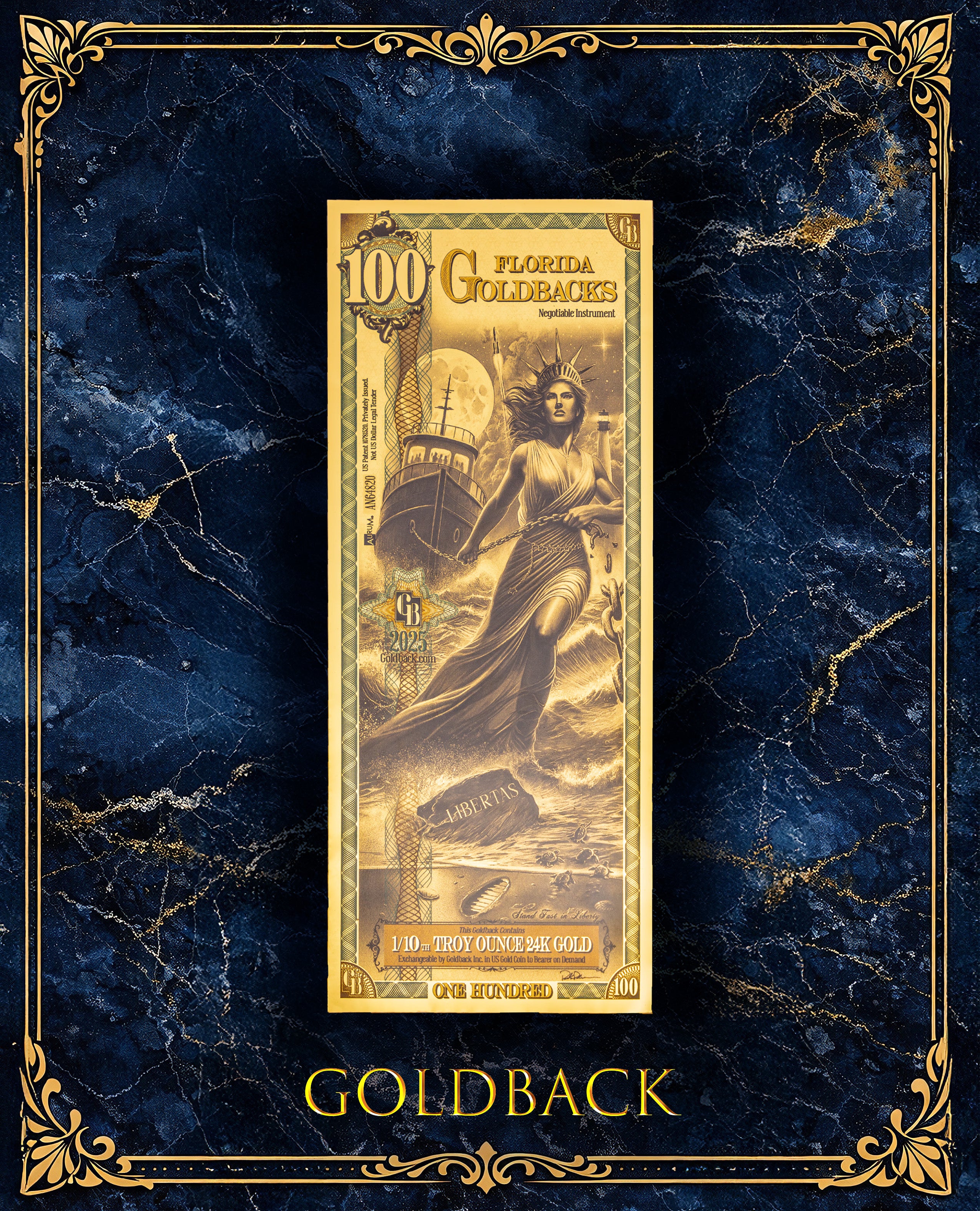 Goldback Marble Display Florida 100 Gb