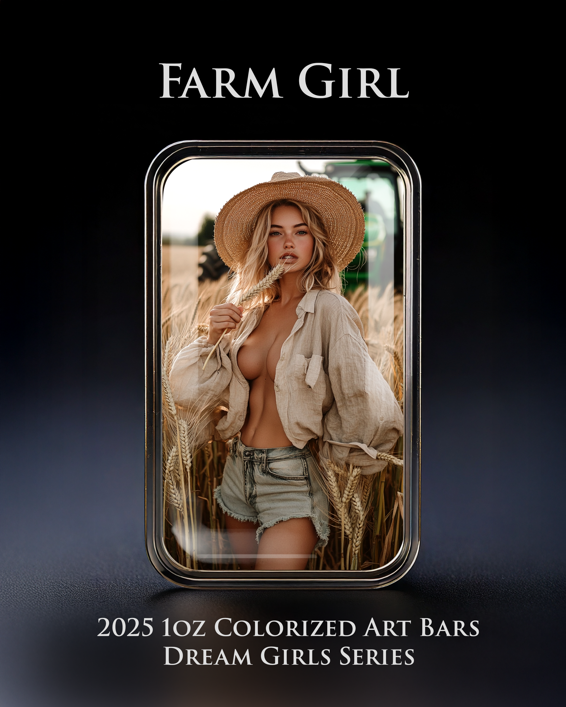 2025 Colorized 1oz .999 Silver Art Bar Dream Girl Series "Farm Girl"