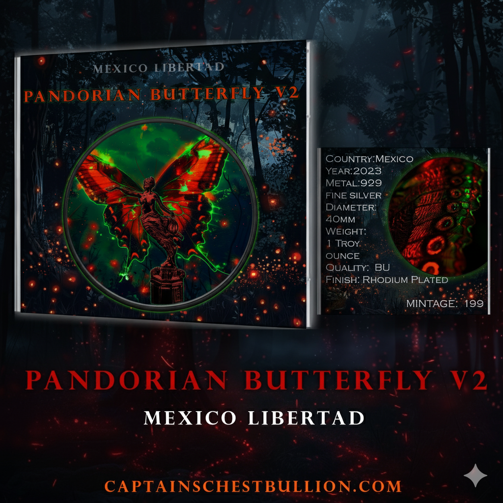 2023 Mexico Libertad 1oz .999 Silver Coin Colorized Pandorian Butterfly V2