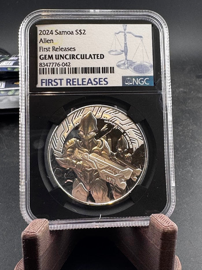 2024 samoa proof like 2 alien fr ngc gem uncirculated 1oz .999 silver coin
