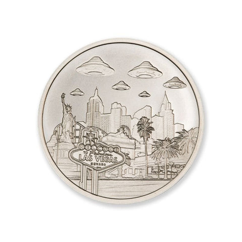 Intaglio UFOs Over Las Vegas 1 Troy Ounce 39mm .999 Silver
