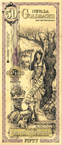 2024 Nevada Goldback Foil Note 50 Dollar .999 Gold
