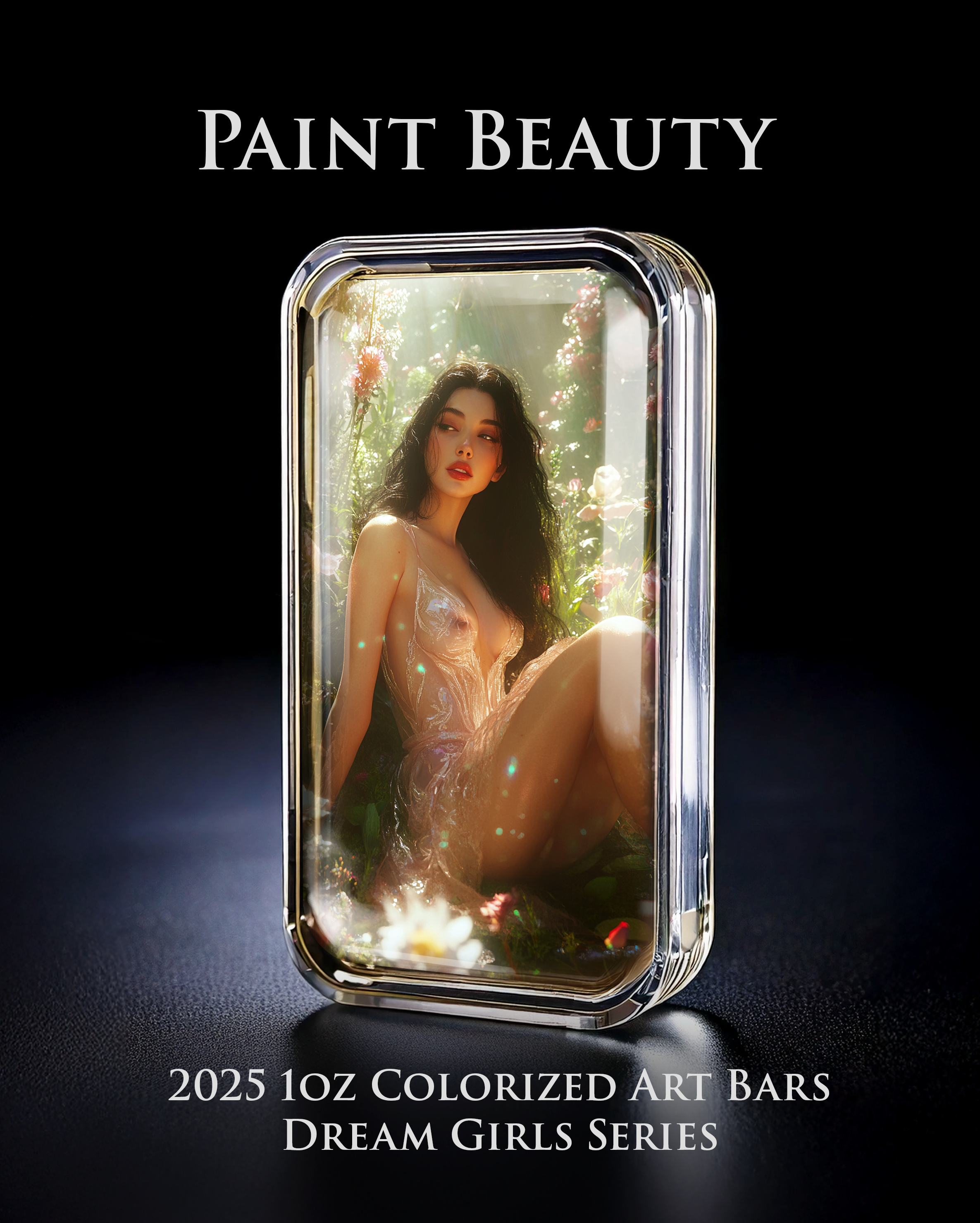 2025 Colorized 1oz .999 Silver Art Bar Dream Girl Series "Painted Beauty"