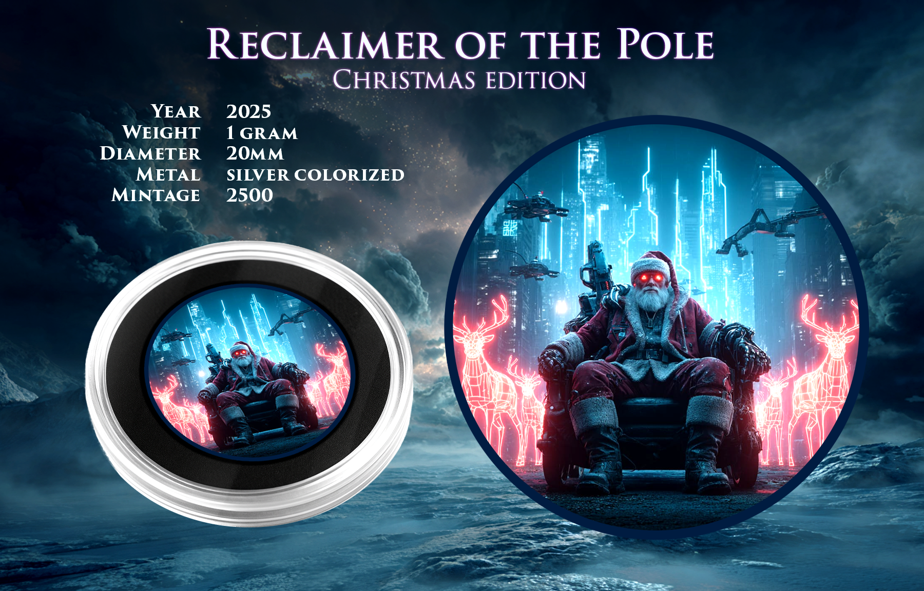 2025 Santa "Reclaimer of the Pole " 1 gram .999 Silver Gram 20mm Diameter
