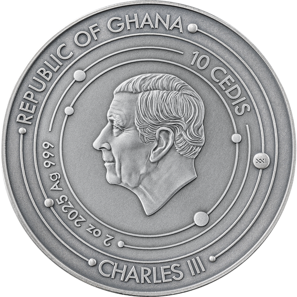 2025 Ghana Saturn Solar System 2oz .999 3d Coin Colorized Silver