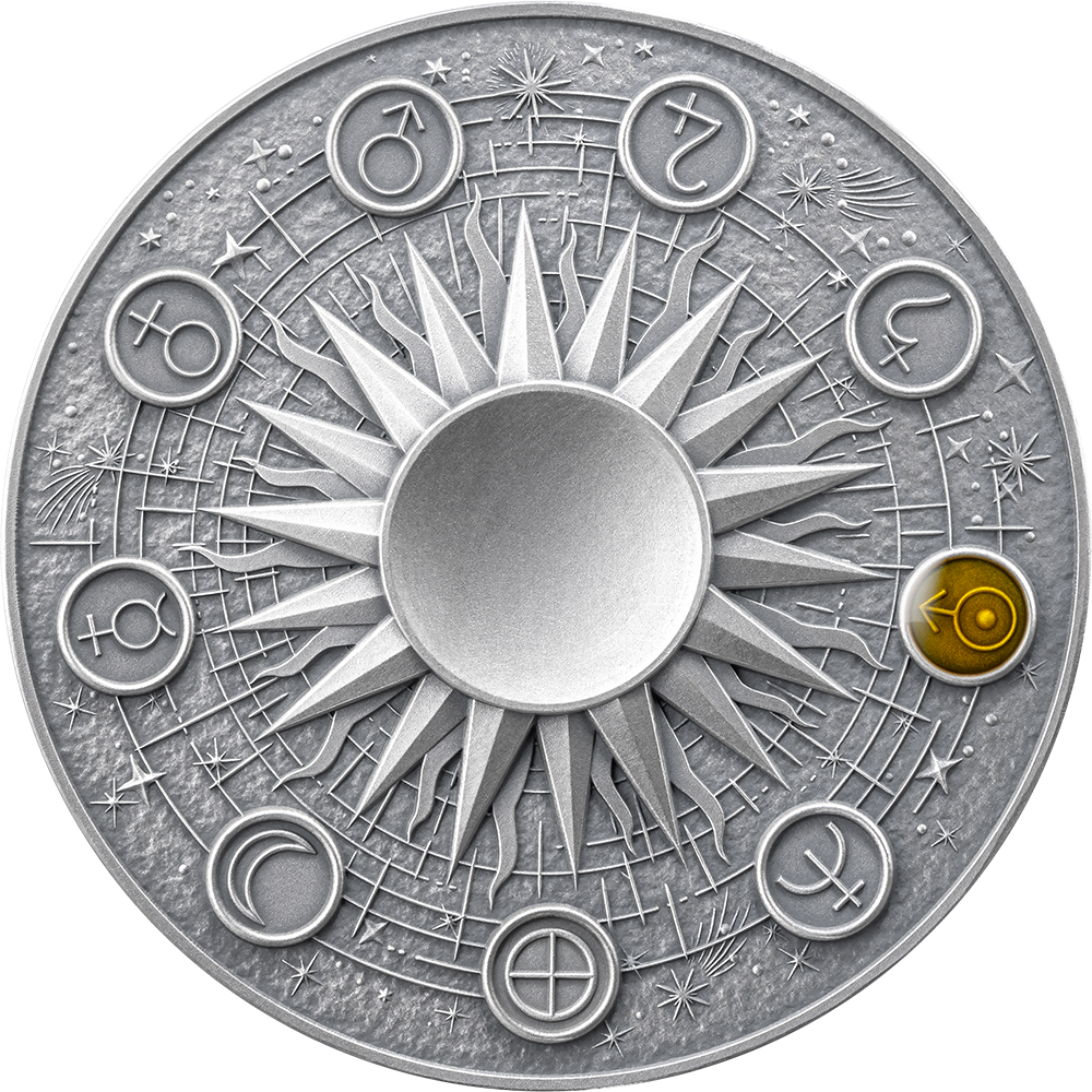 2025 Ghana 2oz Antique Color Gilding Uranus .999 Silver Coin