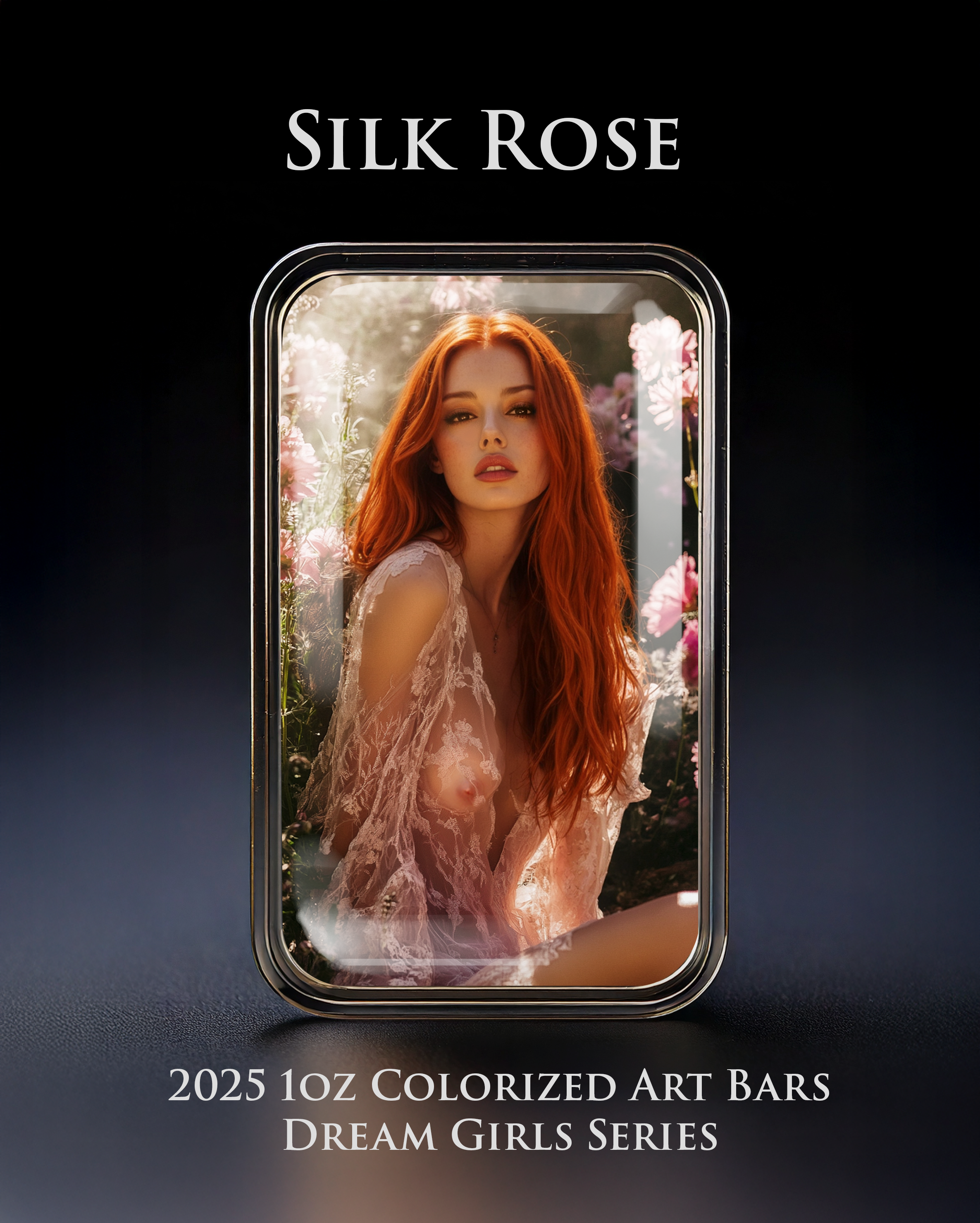 2025 Colorized 1oz .999 Silver Art Bar Dream Girl Series "Silk Rose"