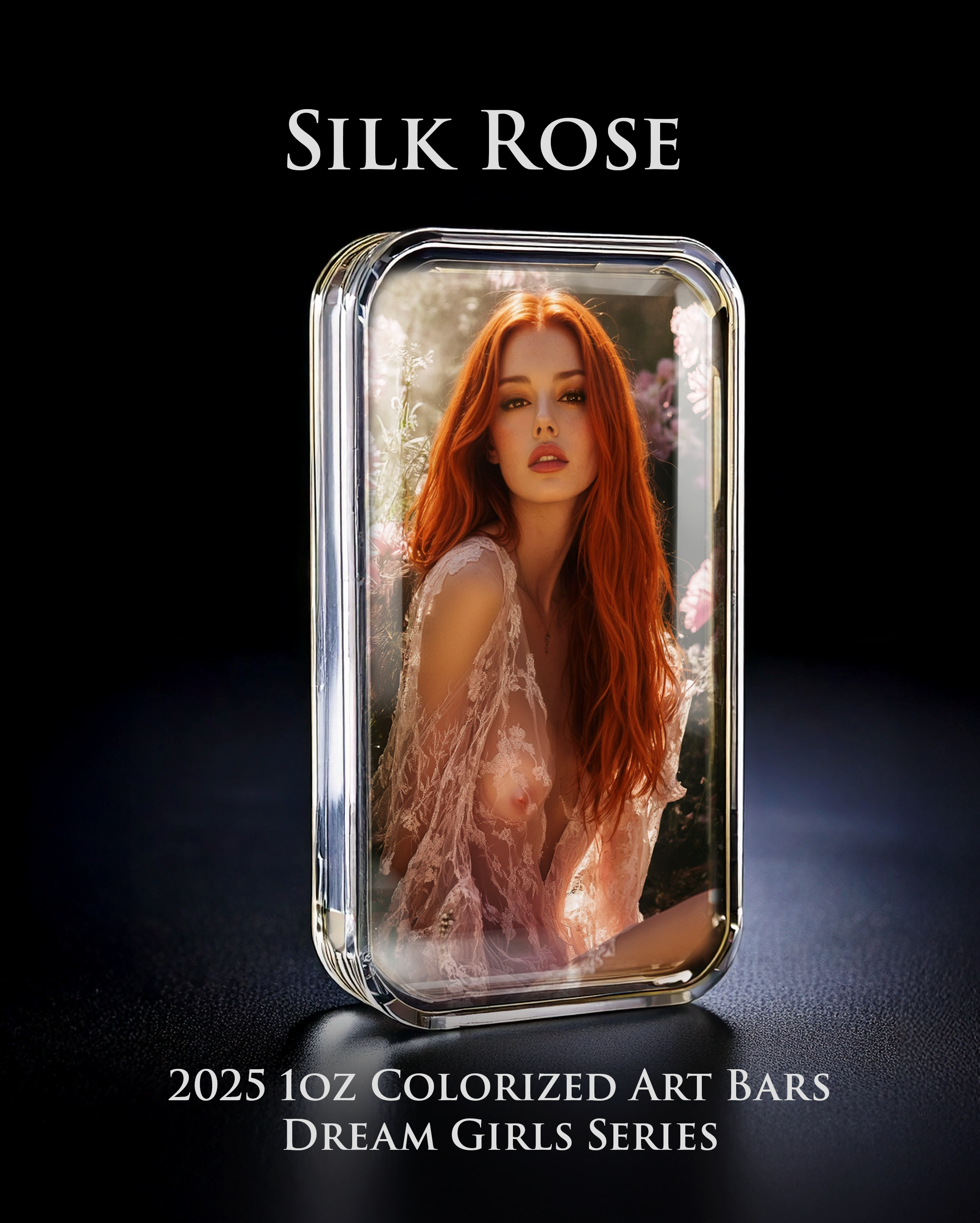 2025 Colorized 1oz .999 Silver Art Bar Dream Girl Series "Silk Rose"