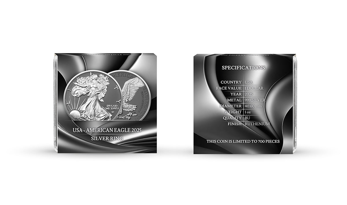 2025 Silver Eagle Silver Ring Edition 1oz .999 Silver Coin Colorized