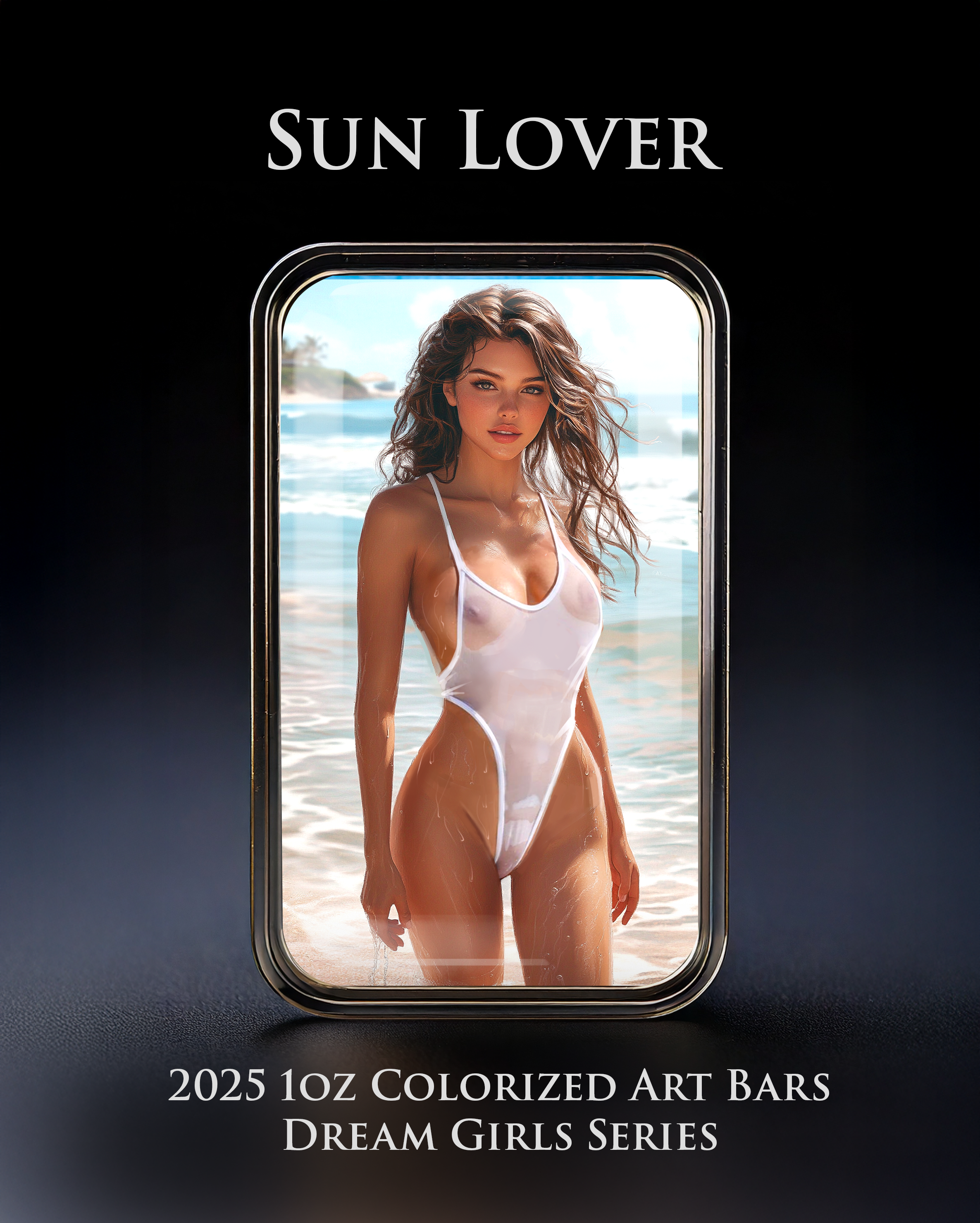 2025 Colorized 1oz .999 Silver Art Bar Dream Girl Series "Sun Lover"