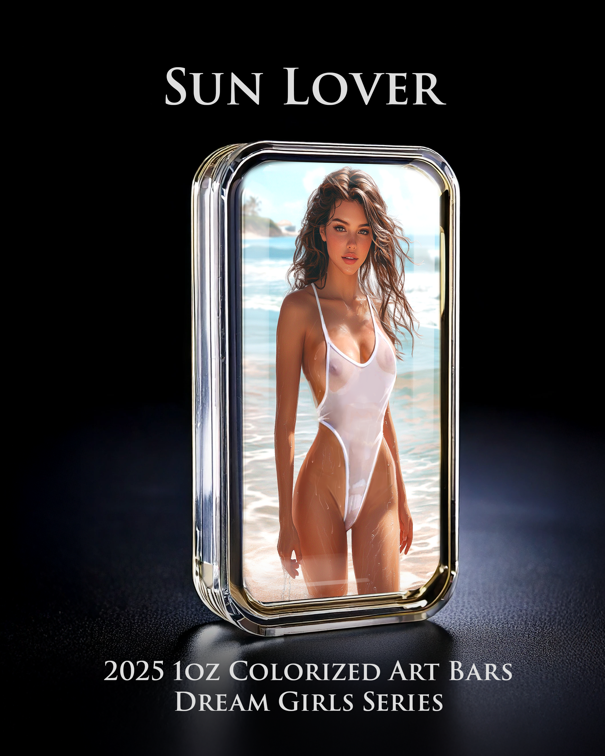 2025 Colorized 1oz .999 Silver Art Bar Dream Girl Series "Sun Lover"