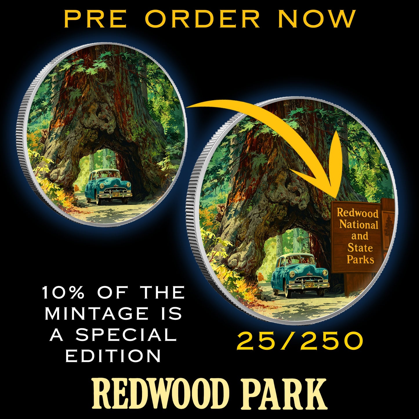 2025 Silver Eagle National Park Series "Redwood" Colorized 1oz .999 Silver Coin