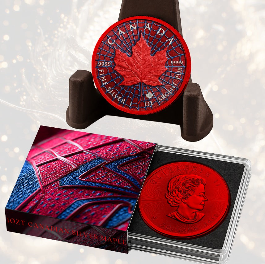 2023 Canada Maple Colorized "Spiderweb" 1oz .9999 Silver Coin