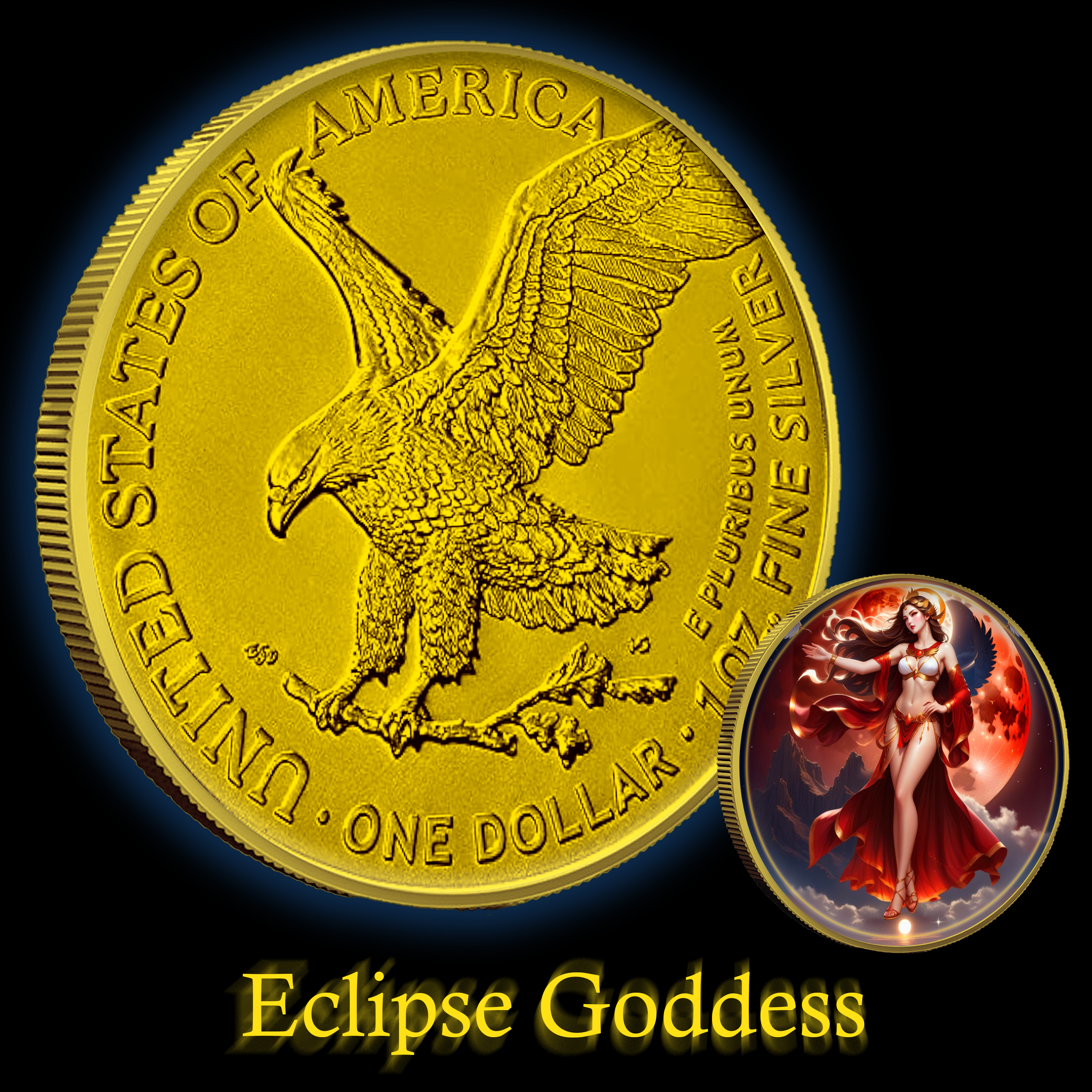 2024 Silver Eagle Eclipse Goddess 1oz .999 Silver Coin Colorized
