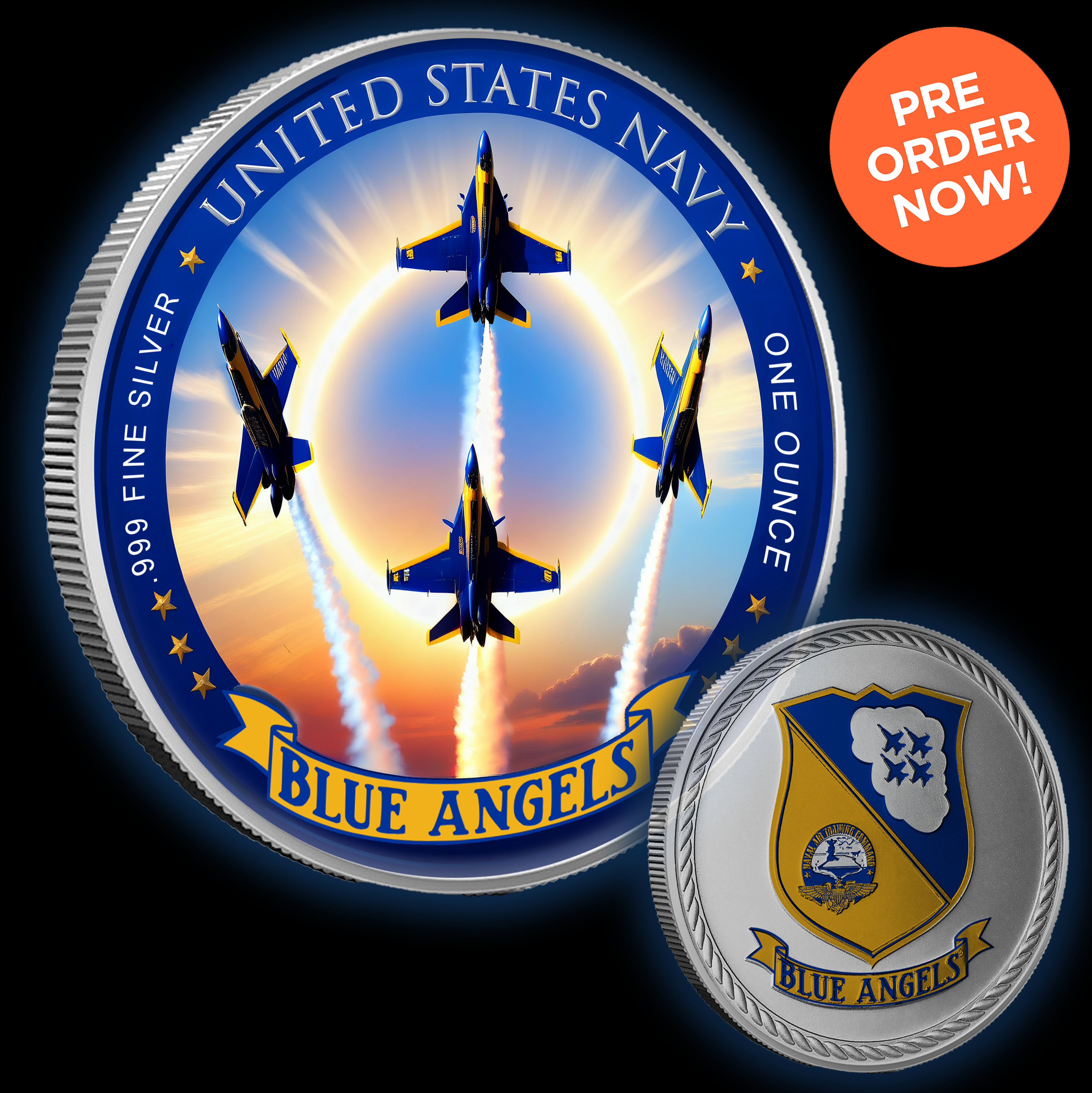 2025 Colorized Blue Angels Minted .999 Silver Medal