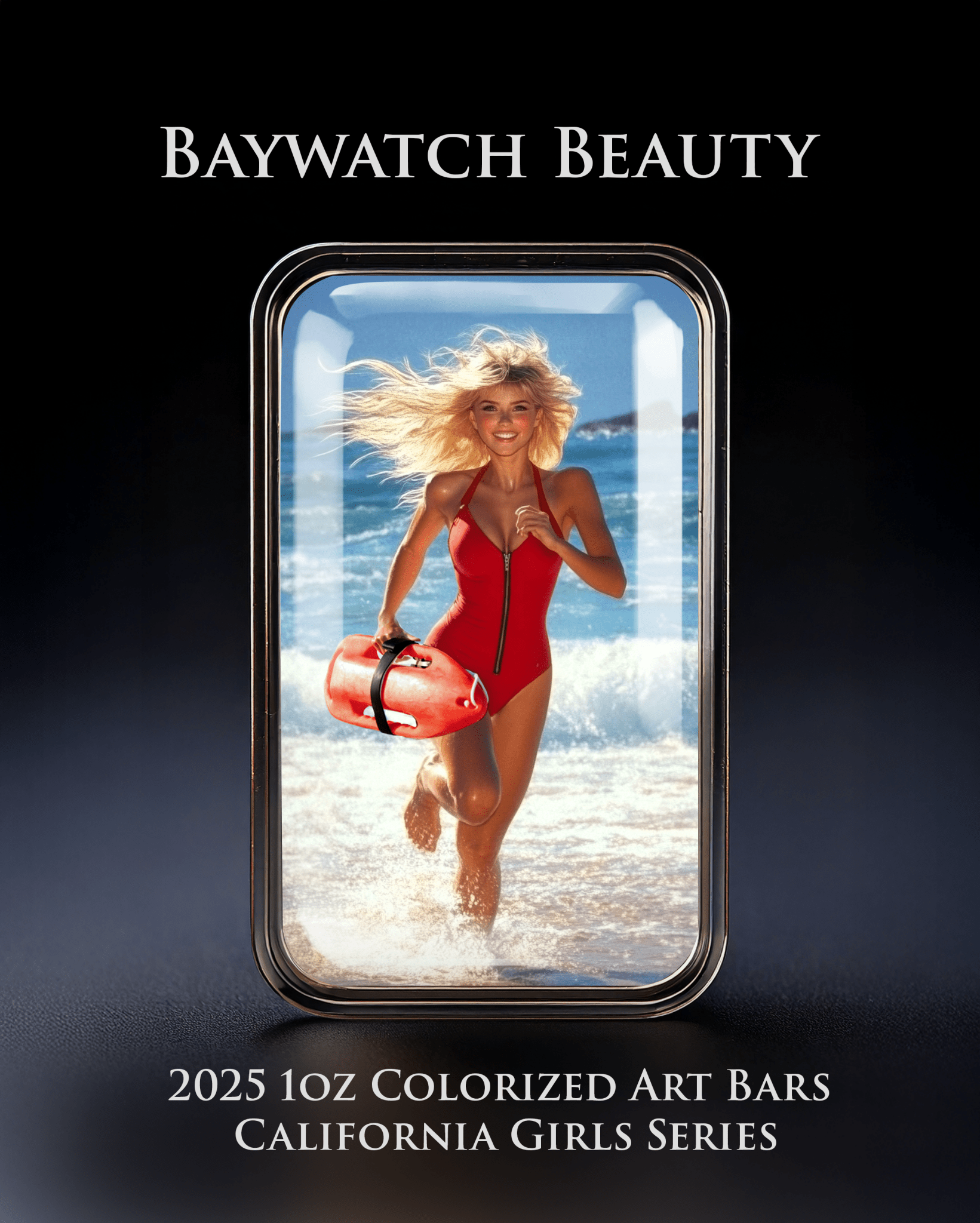Cali Girls Song Bar Series "Baywatch Beauty" 1oz .999 Fine Silver Color Art Bar - Captain’s Chest Bullion