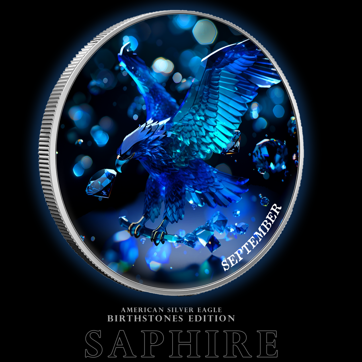 2025 Silver Eagle Birth Month Sapphire 1oz Colorized .999 Silver Coin