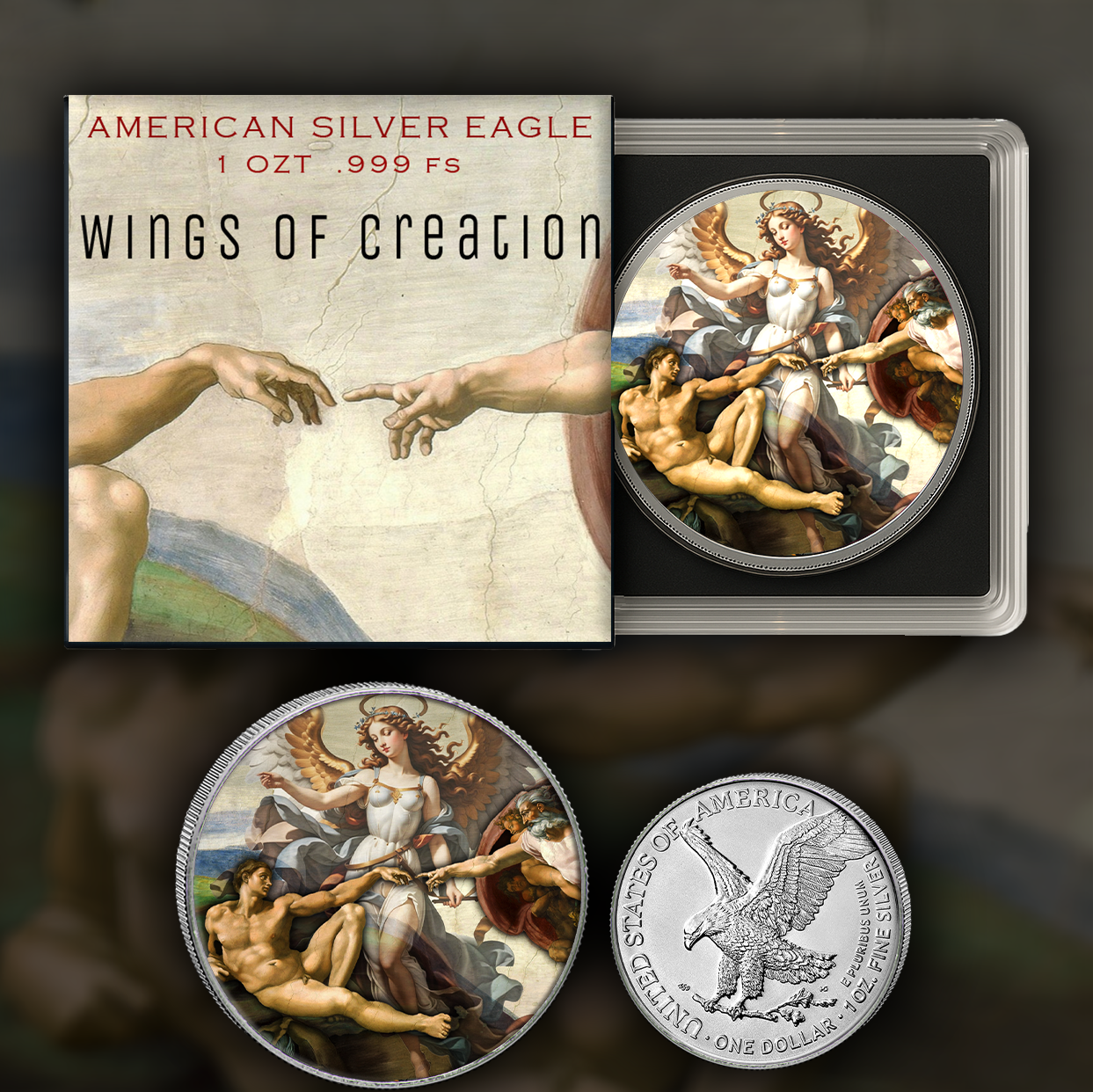 2024 Silver Eagle Colorized Wings of Creation 1oz .999 Silver