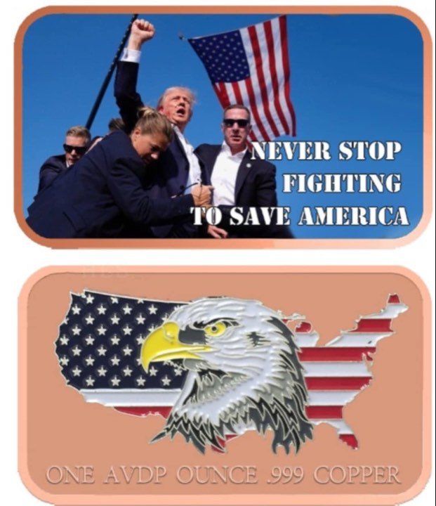 2x 2024 Copper Trump Assassination Bar 1oz colorized .999 Silver