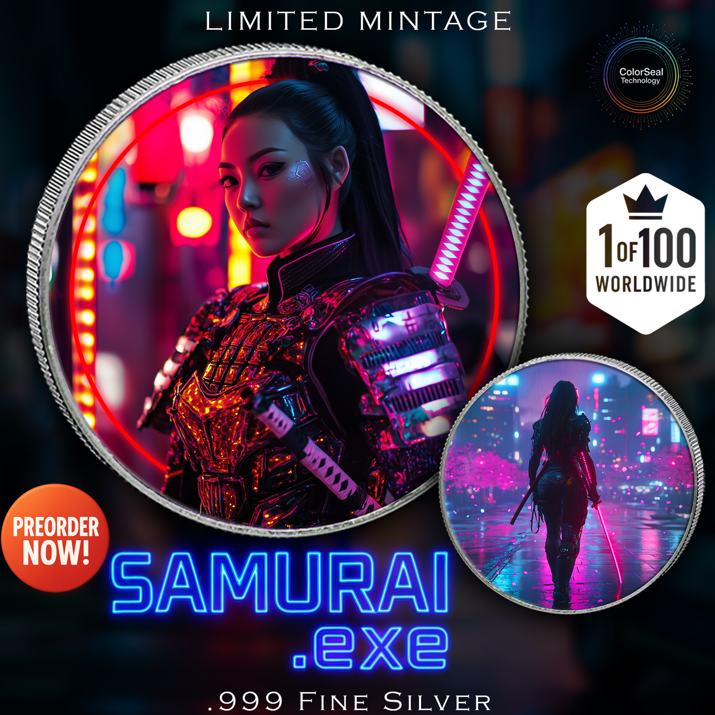 2025 Canada Maple Samurai Edition .9999 Silver Coin Colorized