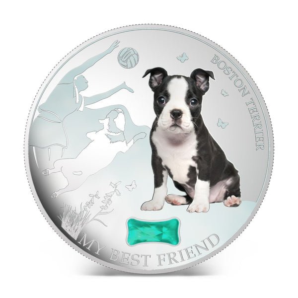 Fiji 2013 2 Dollar Dogs and Cats Boston Terrier 1oz Silver Coin - Captain’s Chest Bullion