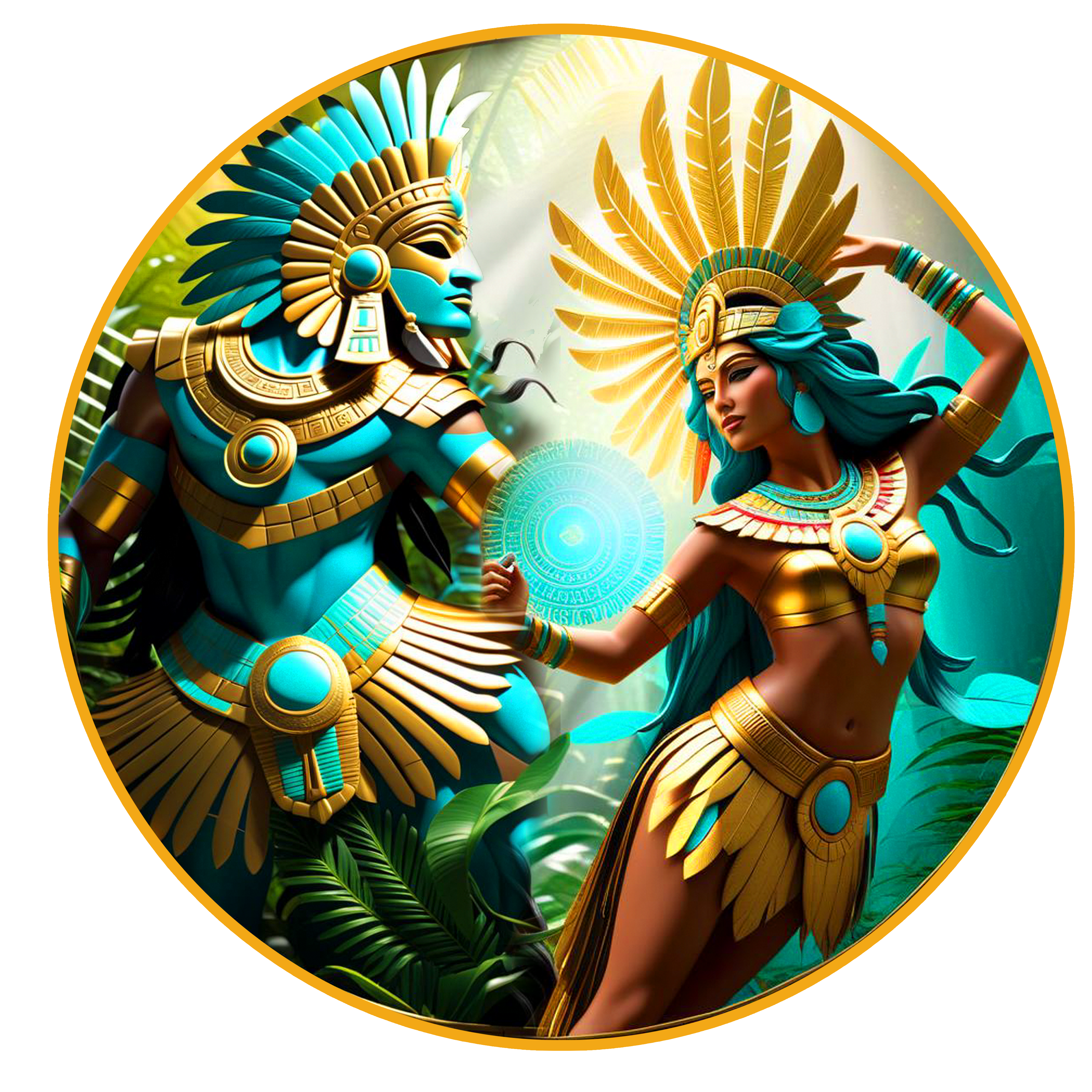 2024 1oz Colorized Aztec Shadows God of Duality Bullion Round