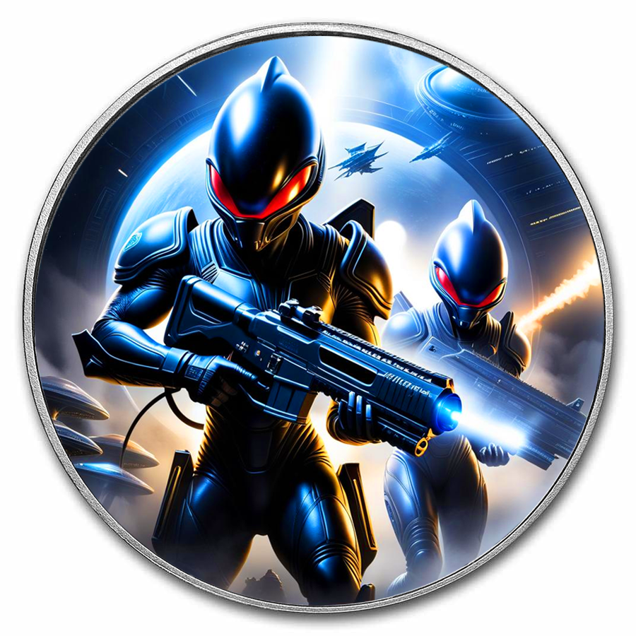 2024 Samoa Cosmic Invader .999 1oz Silver Coin Colorized