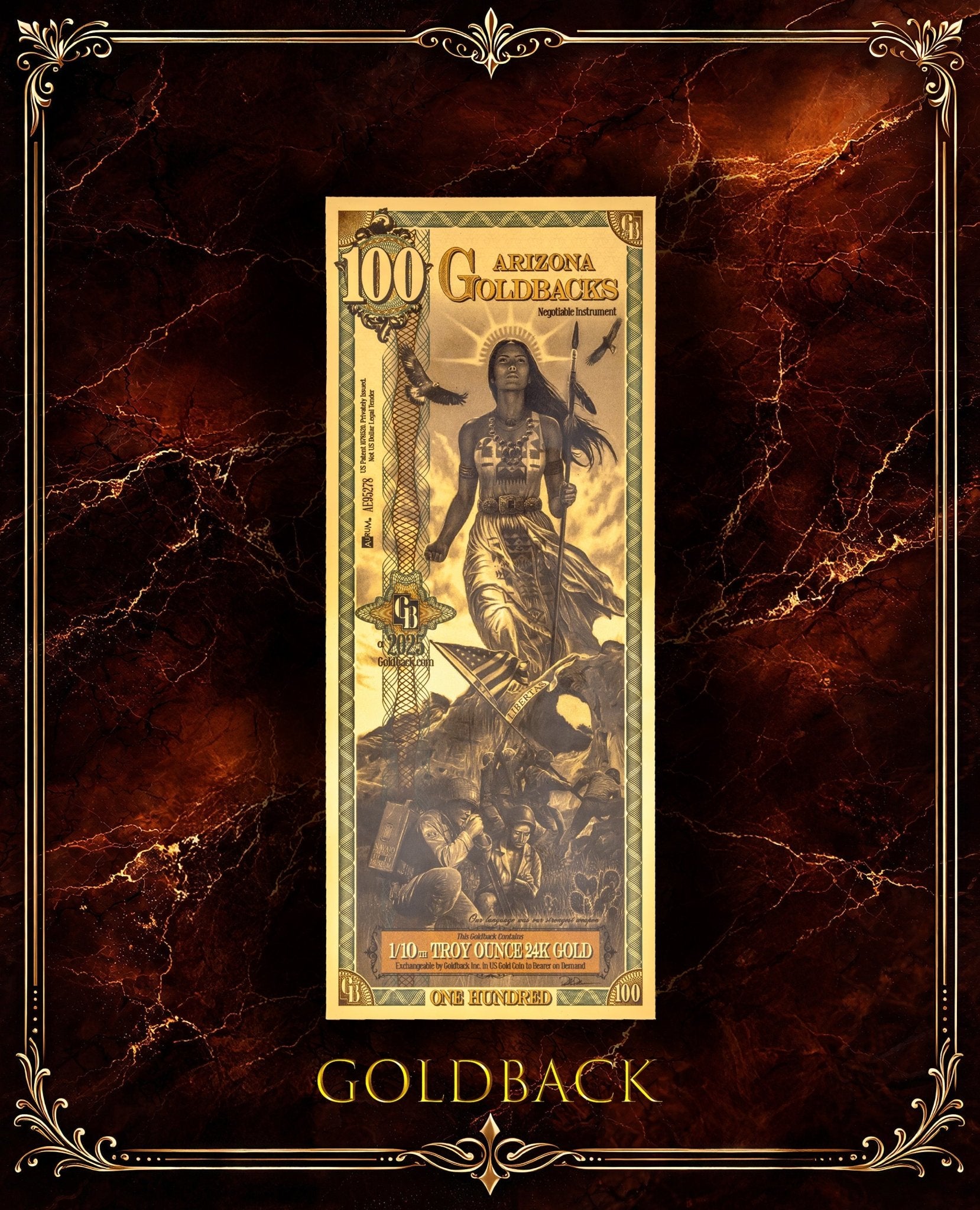 Goldback Marble Display Arizona 100 Gb - Captain’s Chest Bullion