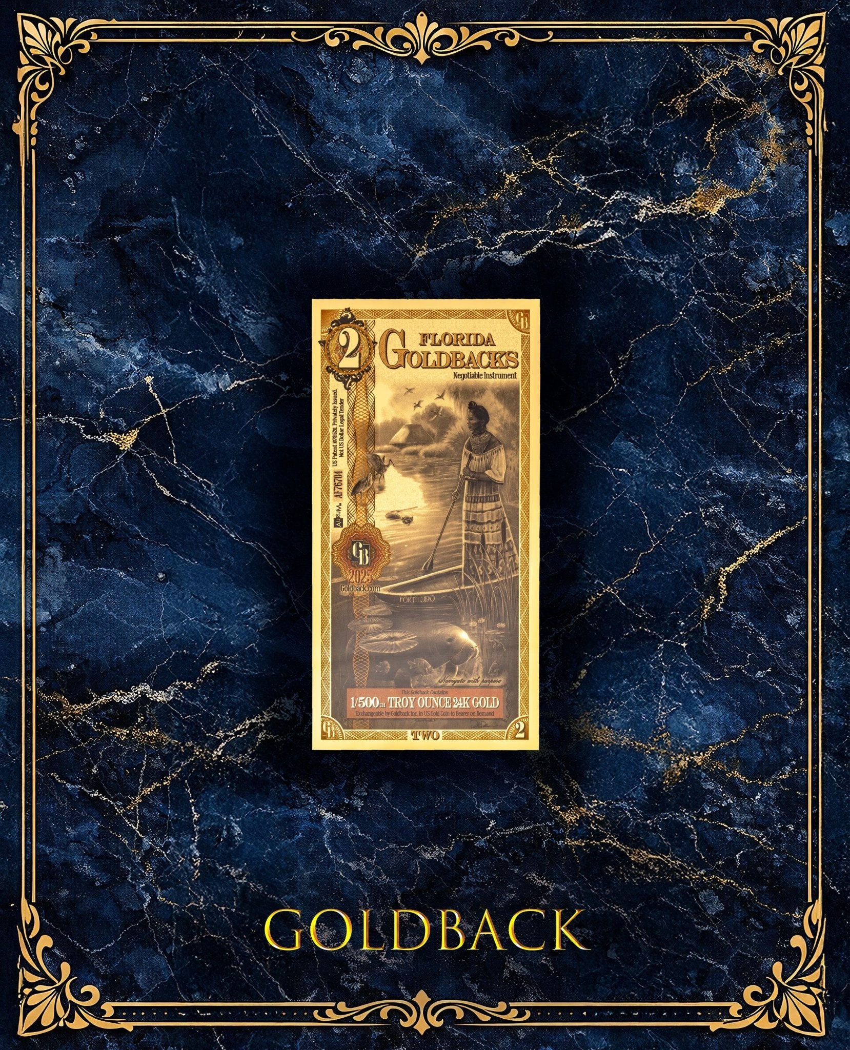 Goldback Marble Display Florida 2 Gb - Captain’s Chest Bullion