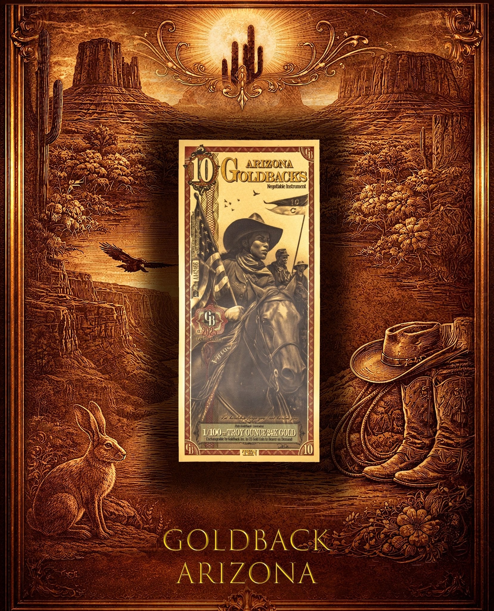 Goldback Themed Display Arizona 10 Gb - Captain’s Chest Bullion