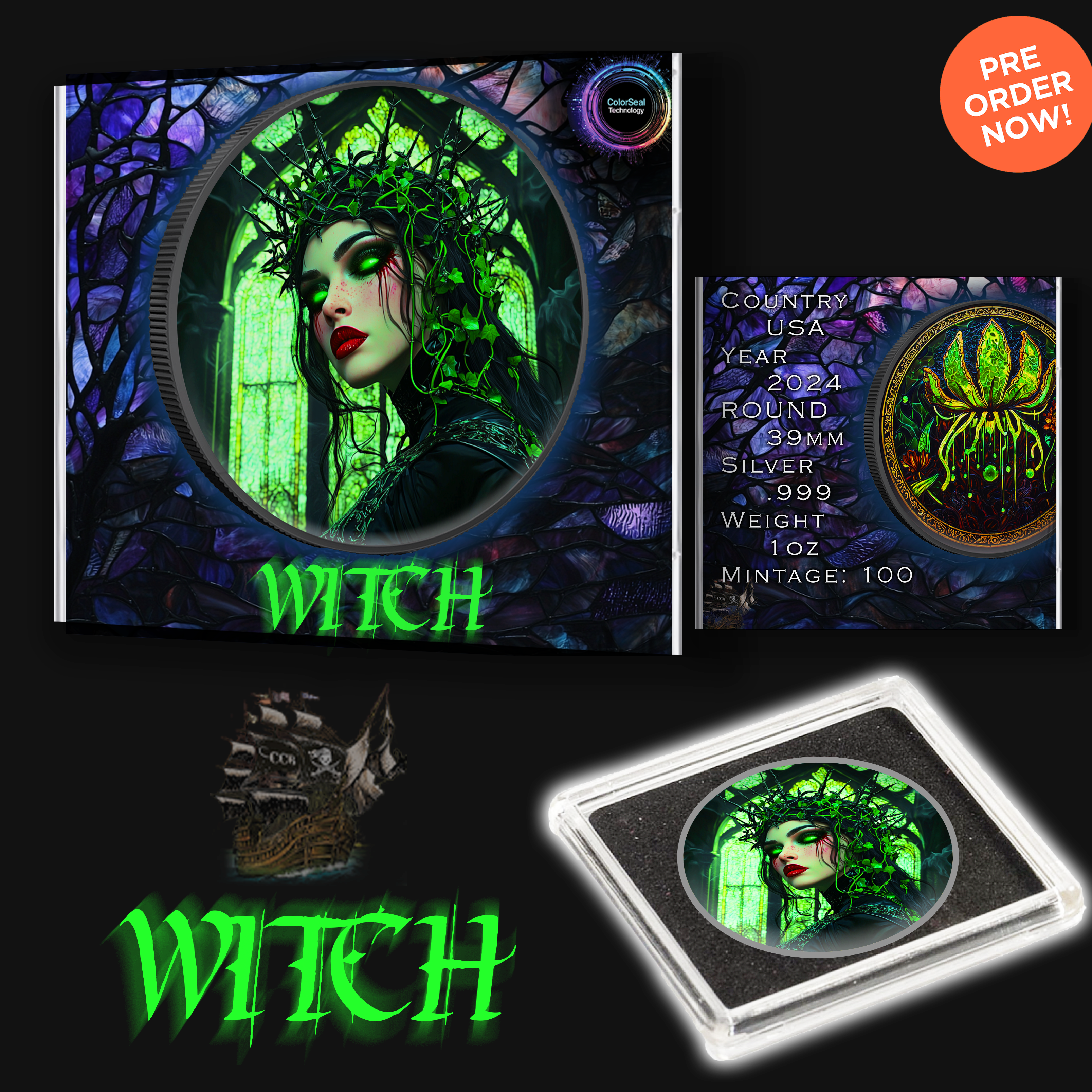 2024 Silver Eagle Colorized Witch Edition .999 Silver