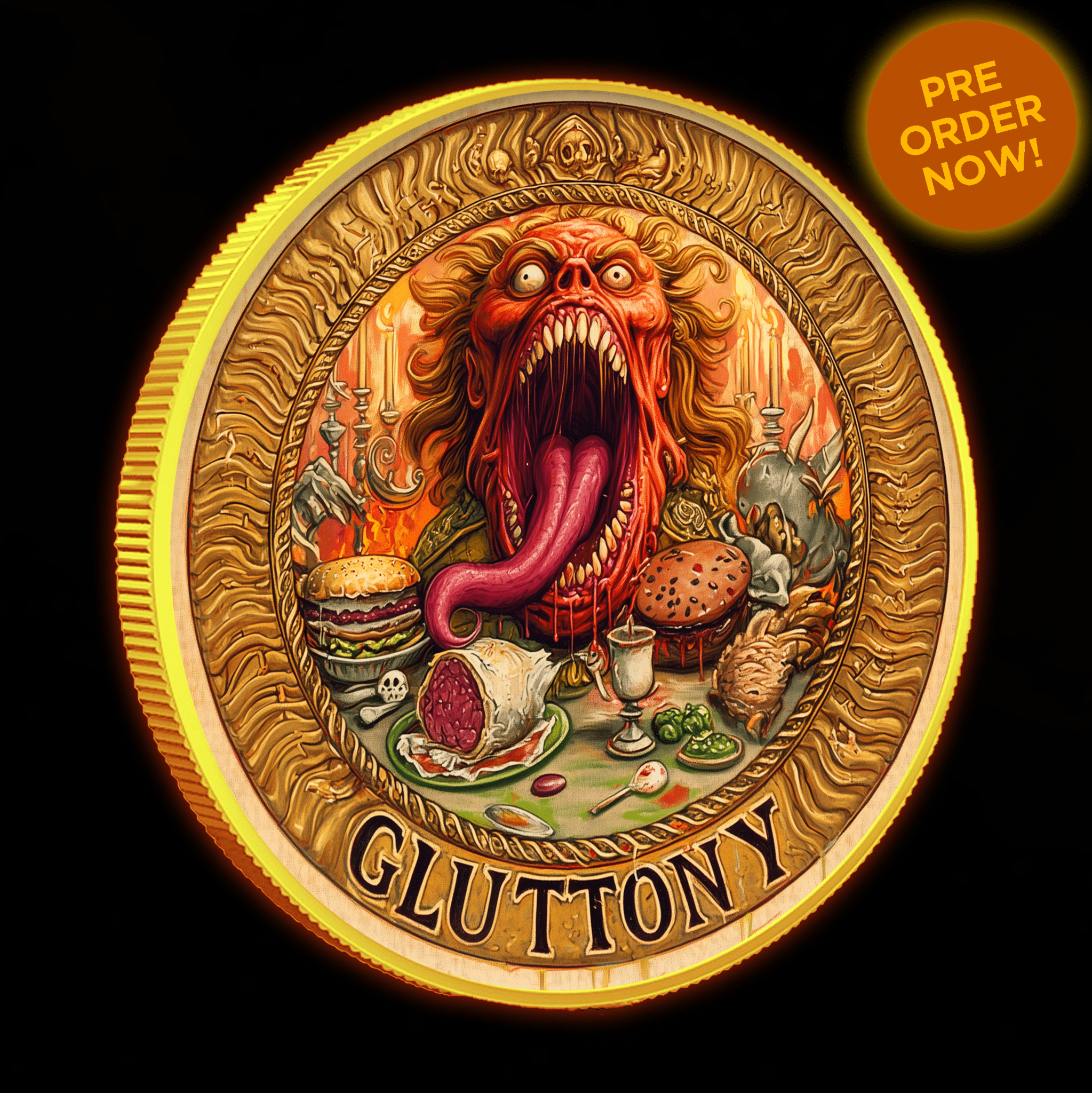Intaglio Deadly Sins Series "Gluttony" 1oz Colorized .999 Silver Medal - Captain’s Chest Bullion