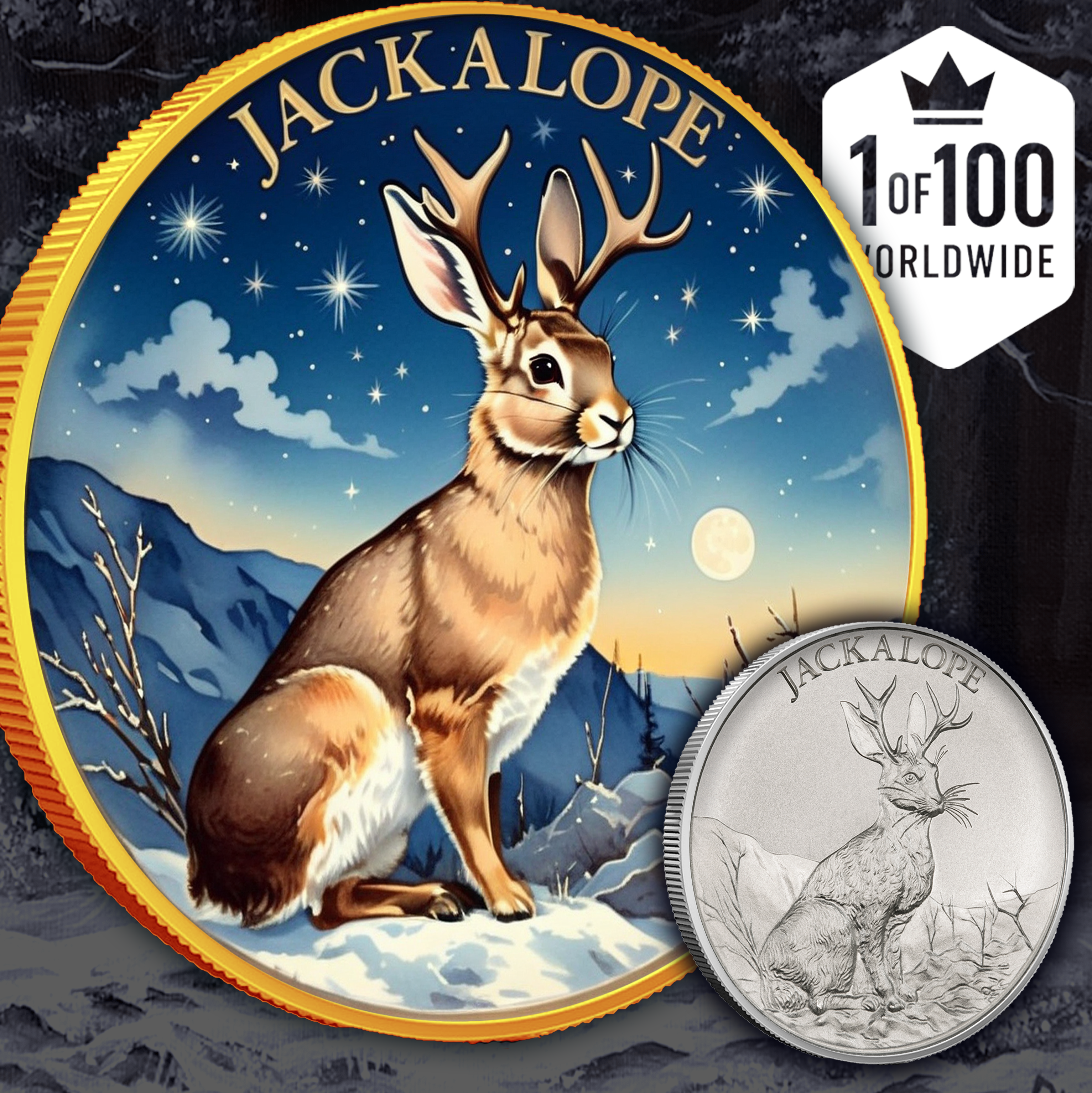 2025 1oz Colorized Intaglio Jackalope .999 Silver Medal