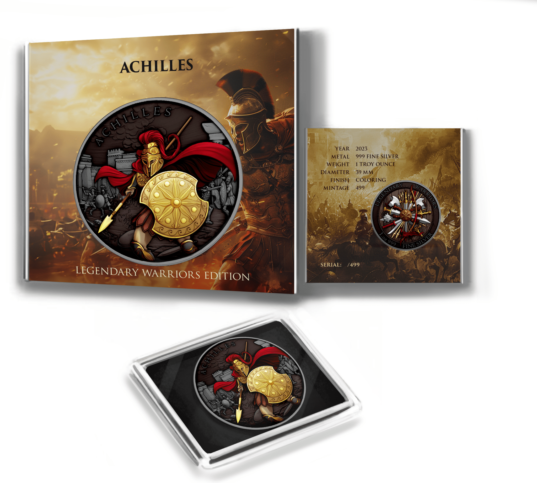 Legendary Warrior Achilles 1oz .999 Color Silver Round* - Captain’s Chest Bullion