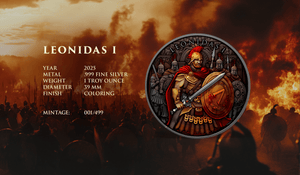 Legendary Warriors Leonidas Colorized 1oz .999 Silver Bullion Medal - Captain’s Chest Bullion