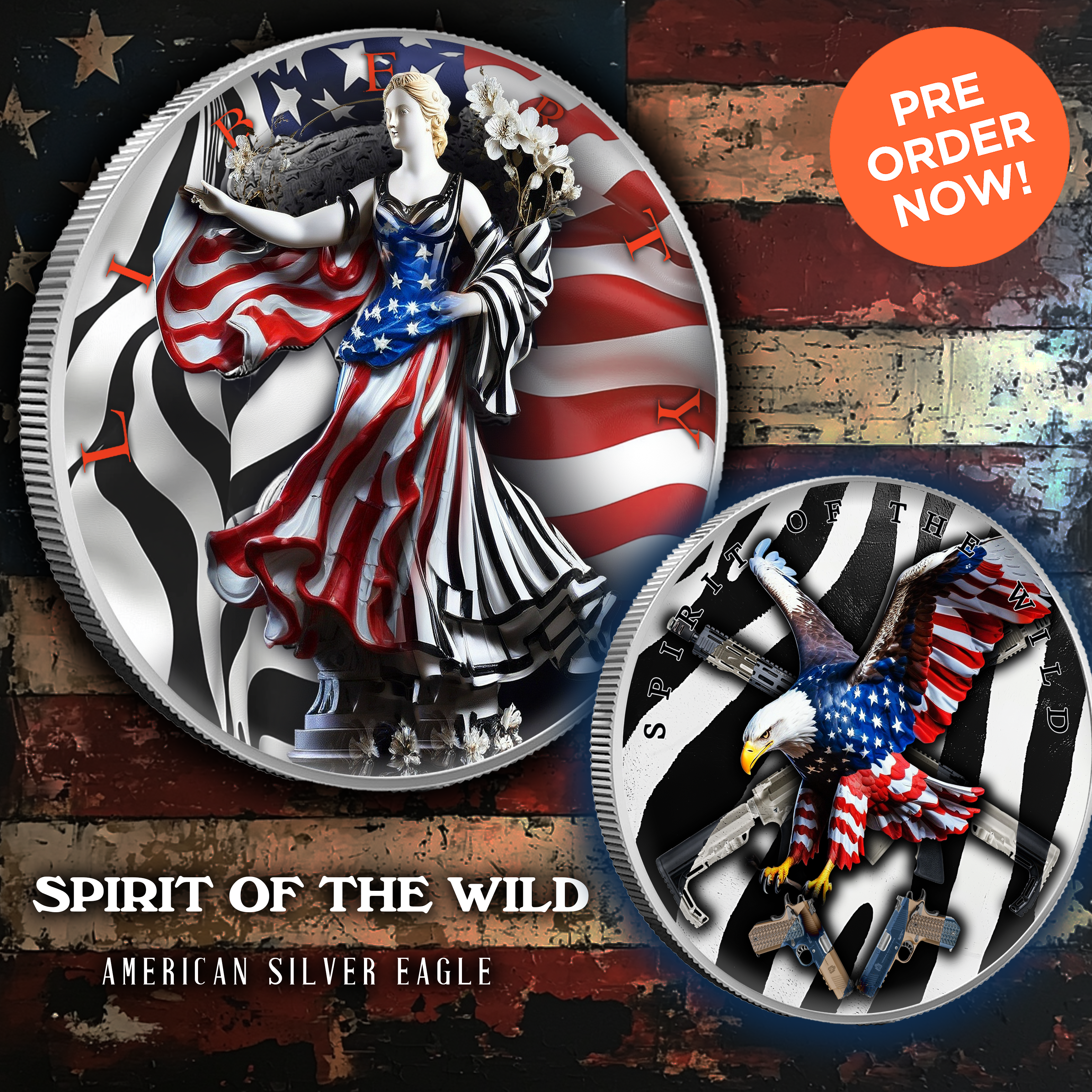 2024 Silver Eagle Spirit of The Wild 1oz .999 Silver Coin Colorized