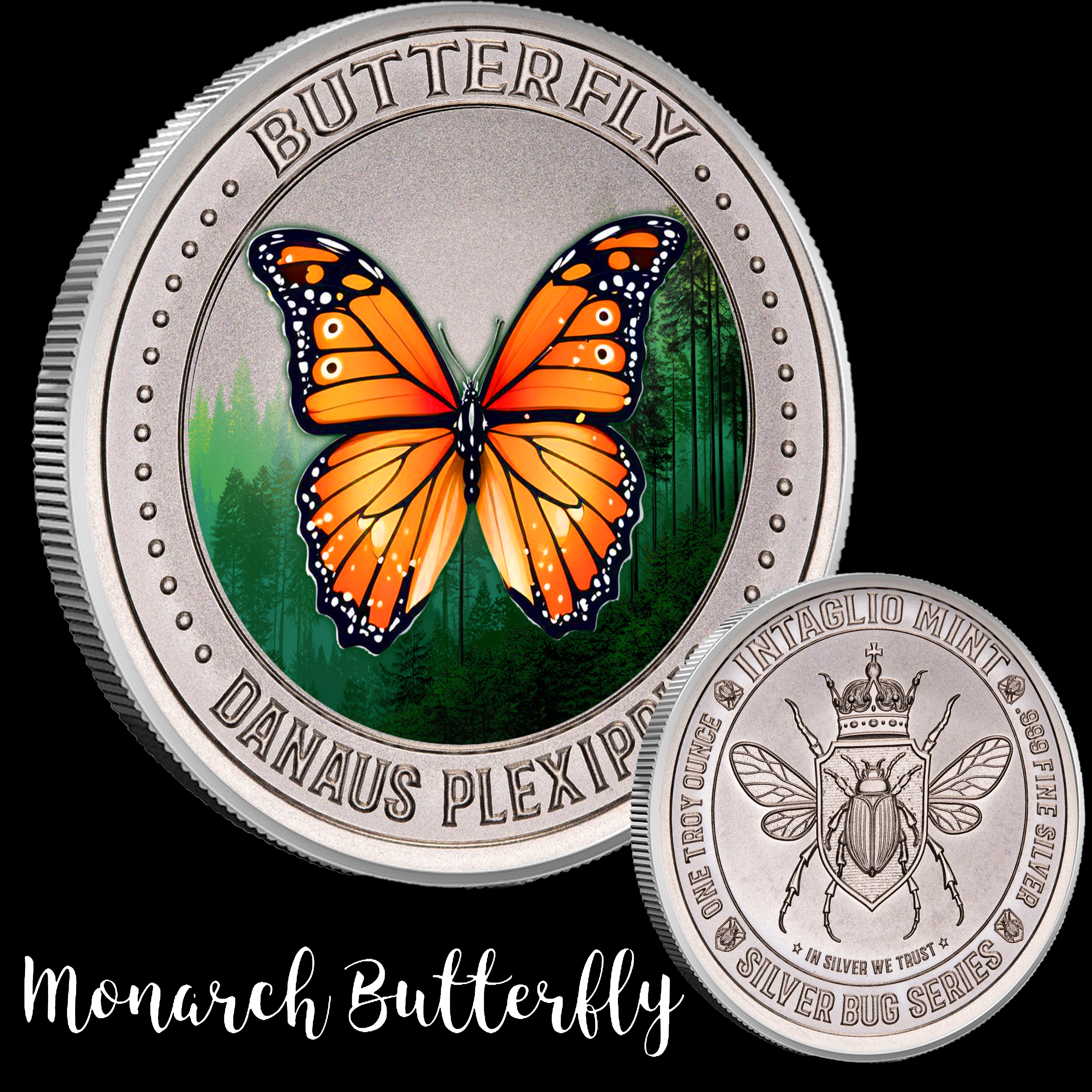 2025 Intaglio Silver Bug Series "Monarch Butterfly" 1oz .999 Silver Colorized Medal