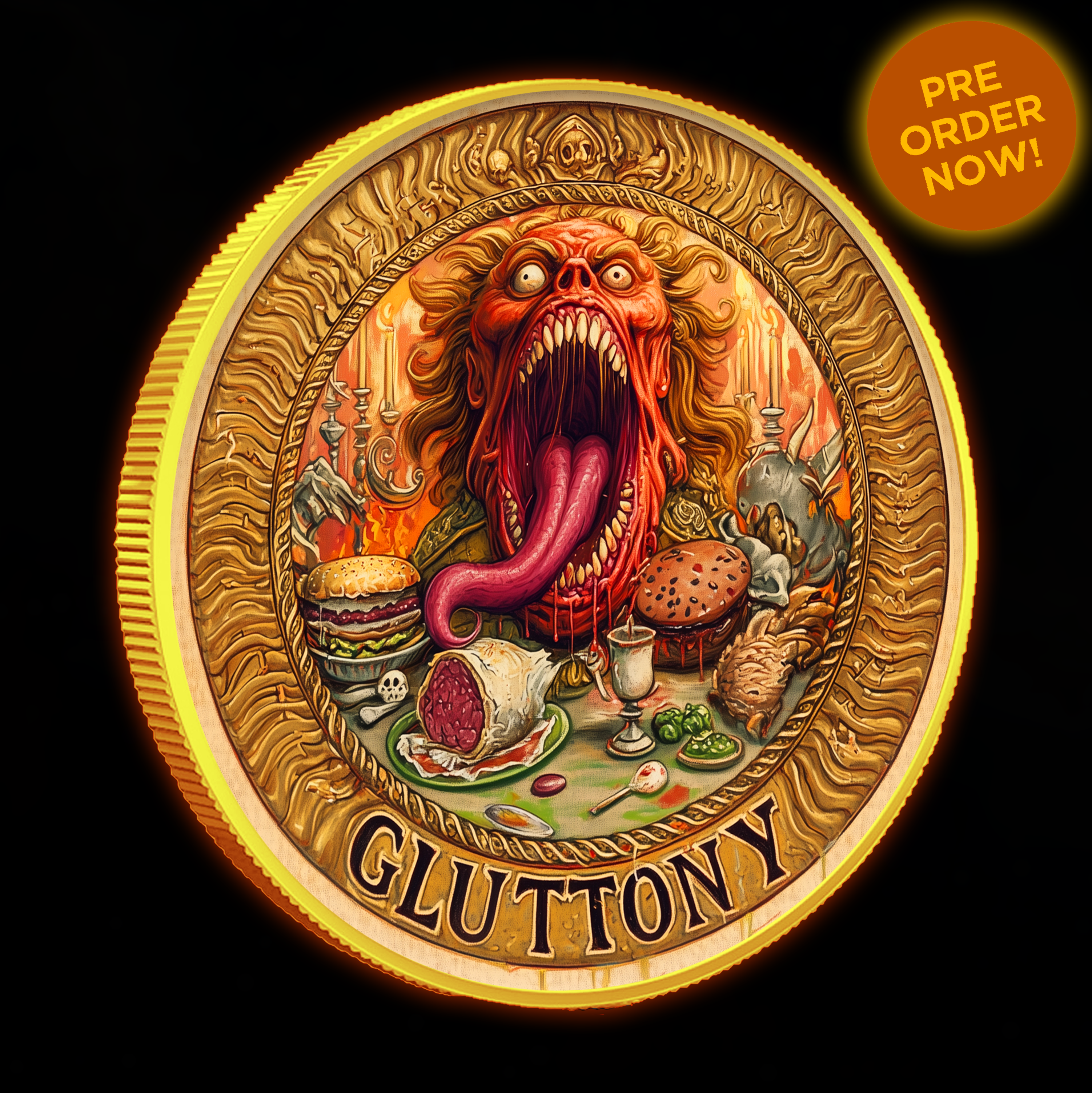 Intaglio Deadly Sins Series "Gluttony" 1oz Colorized .999 Silver Medal