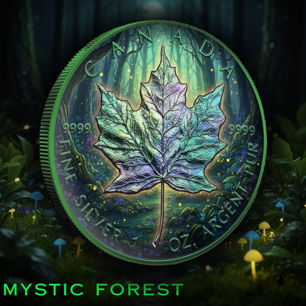 2025 Canada Maple Mystic Forest Edition 1 oz .9999 Argent Pur Silver Coin Colorized