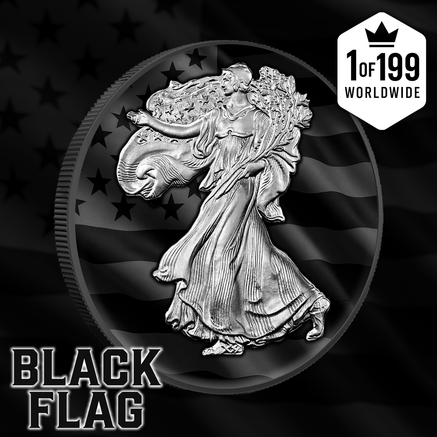 2025 Silver Eagle "Black Flag Edition" No Quarter 1oz Color Silver Coin