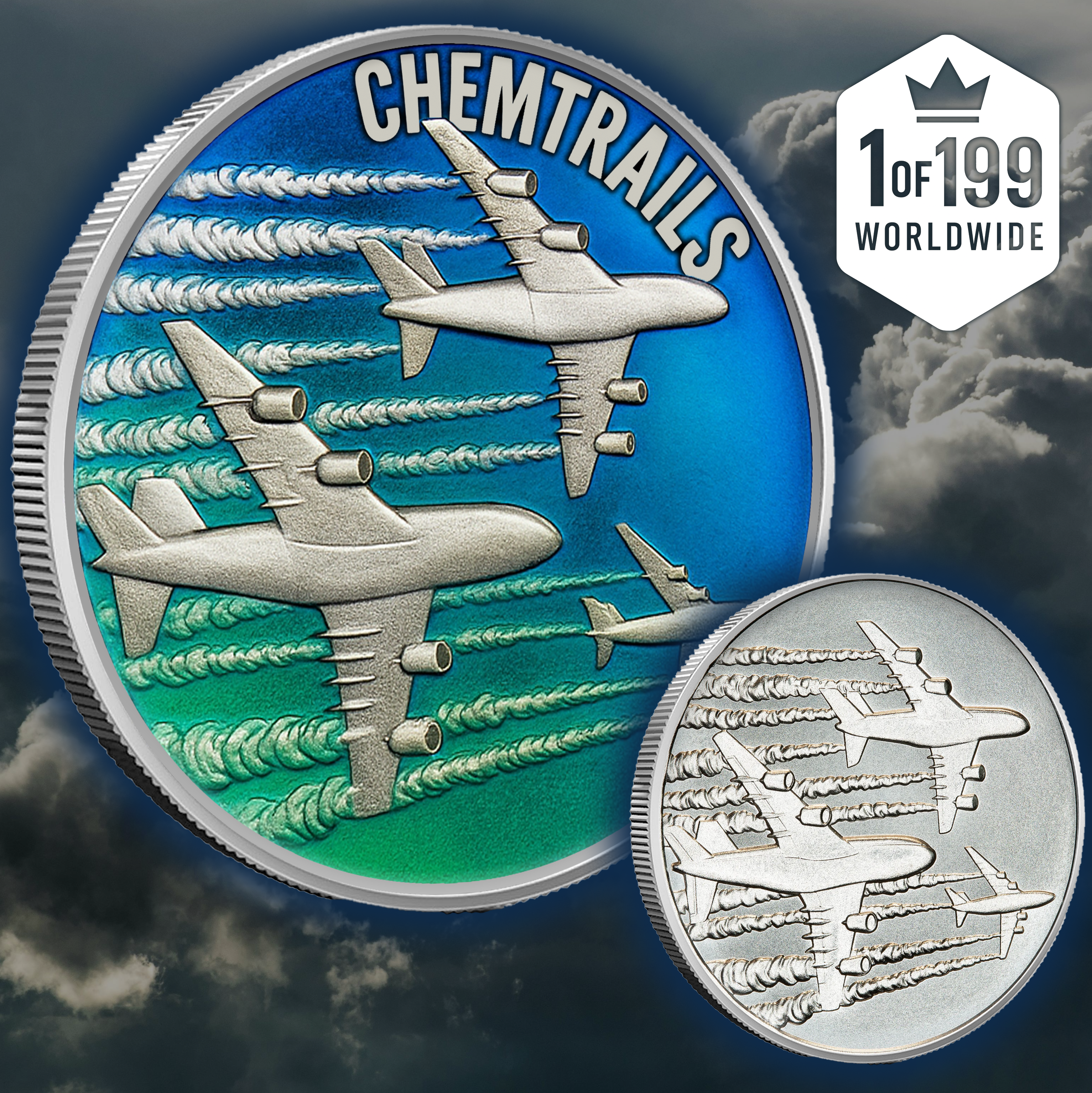 2025 Intaglio Colorized 1 oz Chemtrails Conspiracy Theories Series Medal