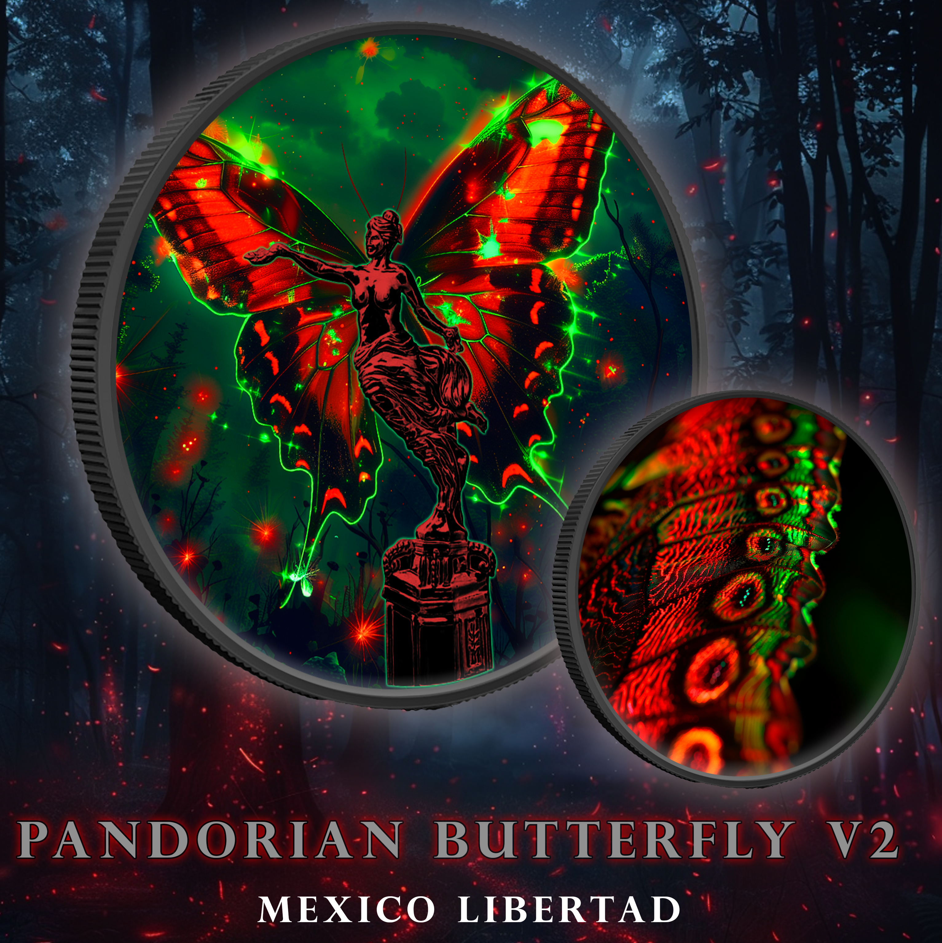 2023 Mexico Libertad 1oz .999 Silver Coin Colorized Pandorian Butterfly V2